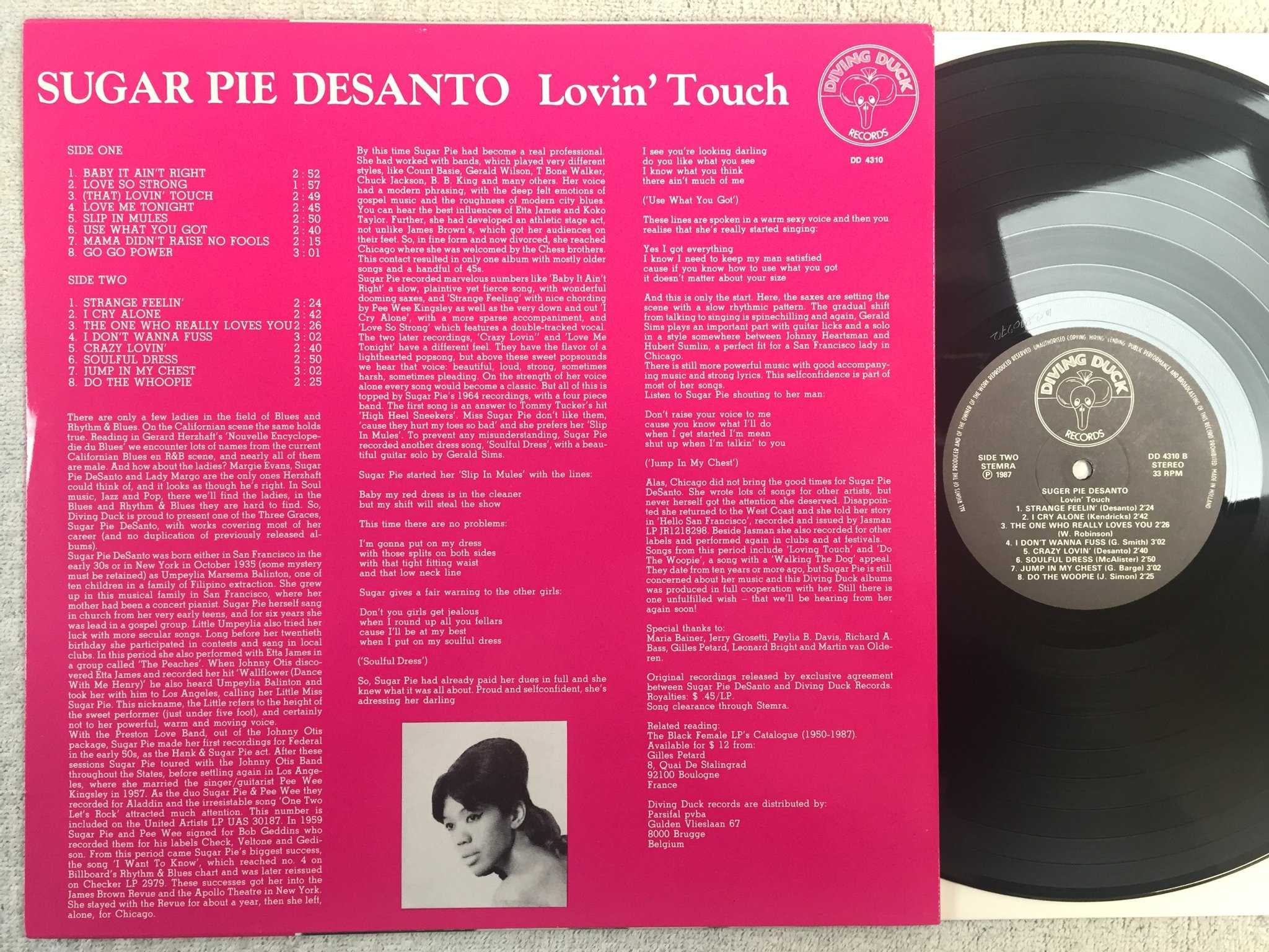 Omslagsbild för skivan SUGAR PIE DESANTO lovin' touch LP -87 Hol DIVING DUCK DD 4310 RnB