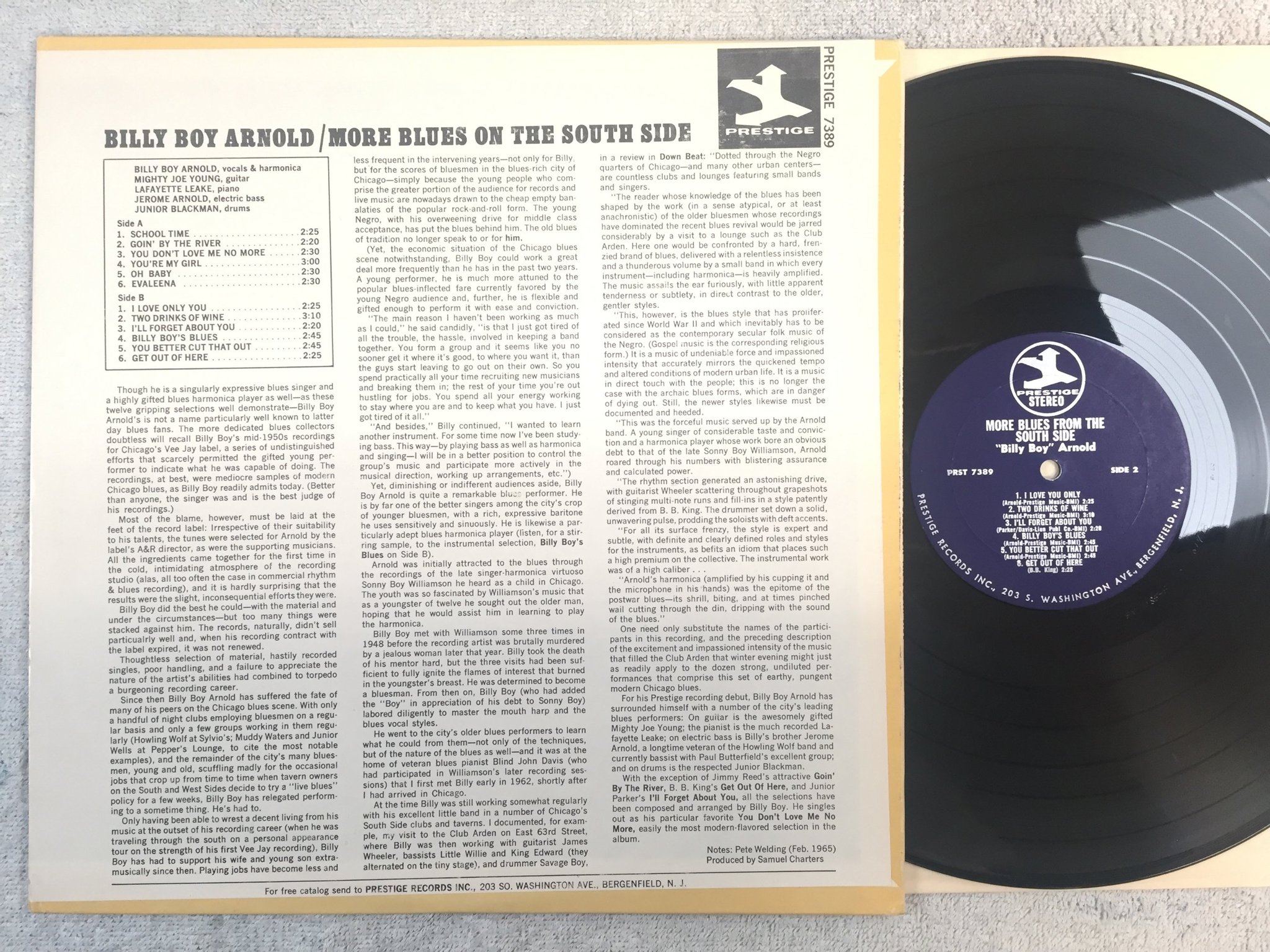 Omslagsbild för skivan BILLY BOY ARNOLD more blues from the south side LP -65 US PRESTIGE PRST 7389 rar