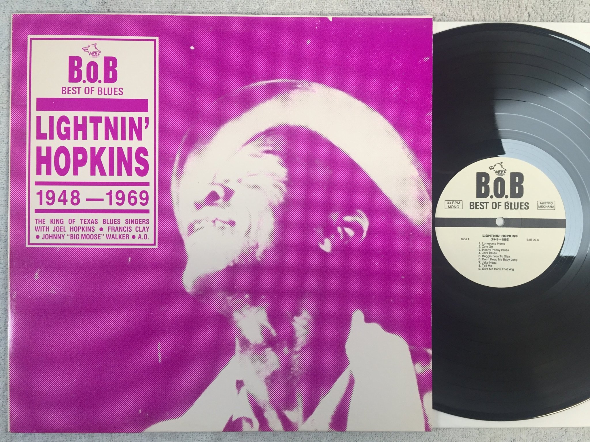 Omslagsbild för skivan LIGHTNIN´HOPKINS (1948-1969) LP -87 Austria BEST OF BLUES BoB-20 