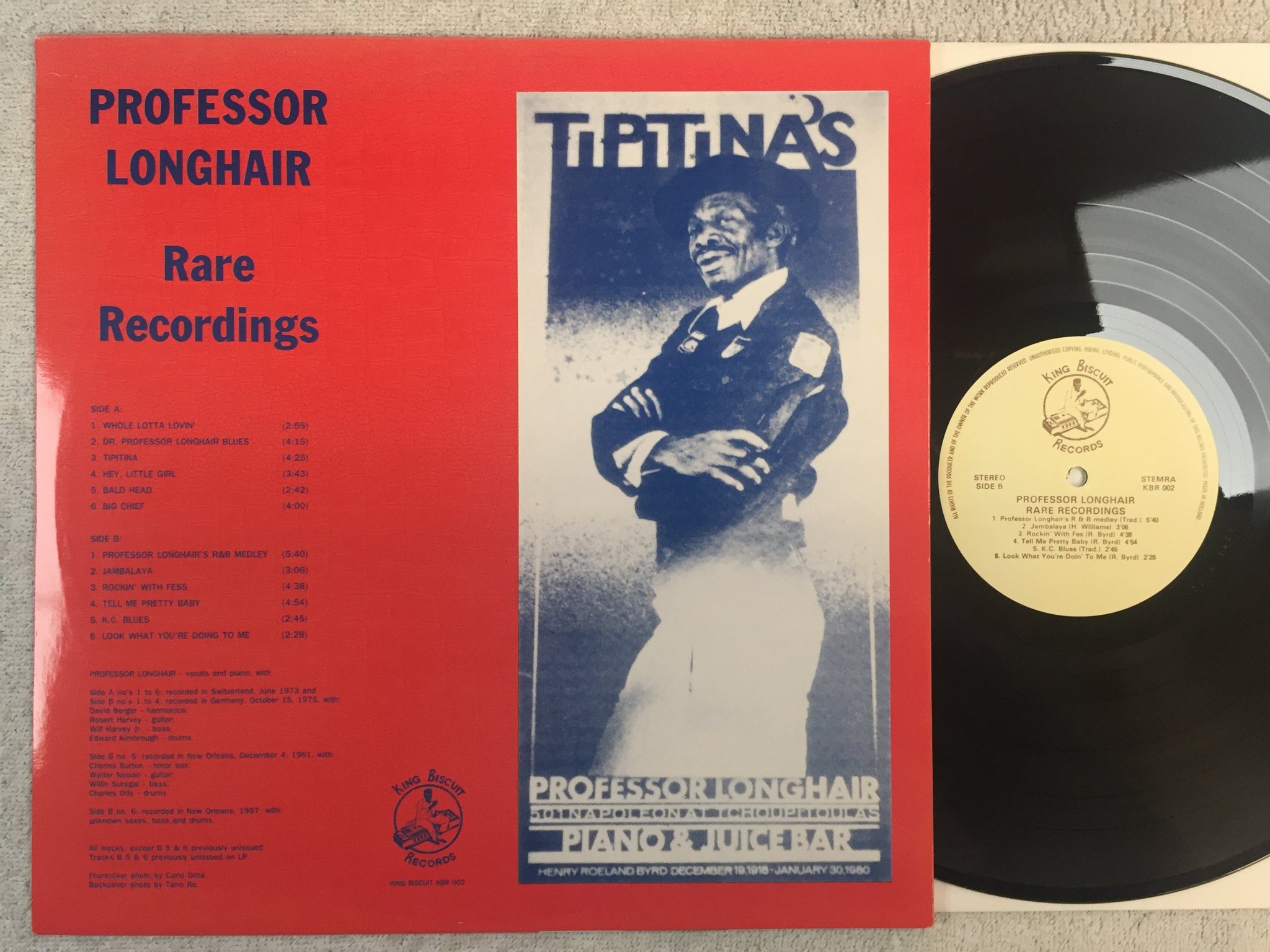 Omslagsbild för skivan ?PROFFESSOR LONGHAIR  rare recordings LP Hol KING BISCUIT KBR 002