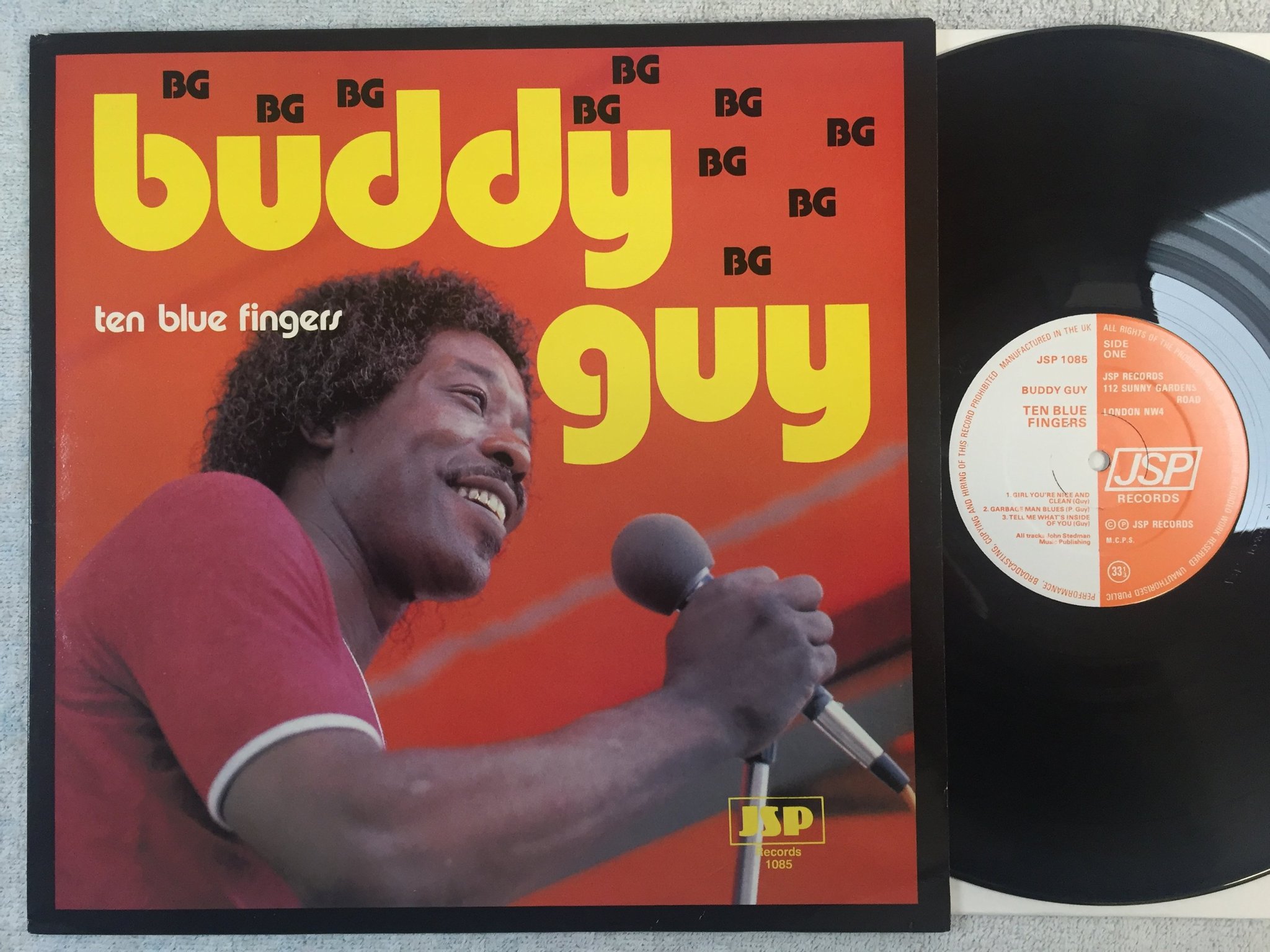 Omslagsbild för skivan BUDDY GUY ten blue fingers LP -85 UK JSP 1085 Chicago blues