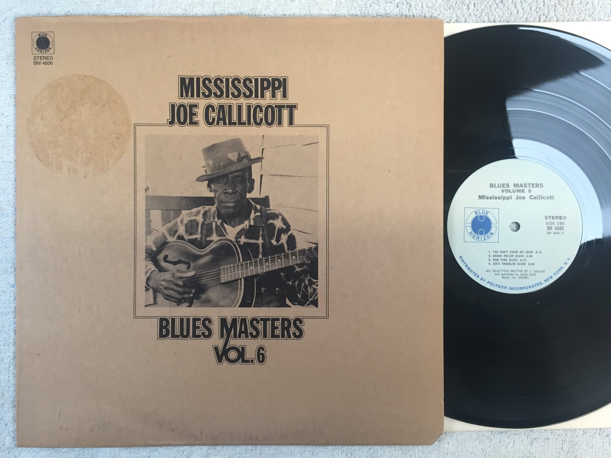 Omslagsbild för skivan MISSISSIPPI JOE CALLICOTT blues masters vol 6 LP -68 US BLUE HORIZON BM 4606