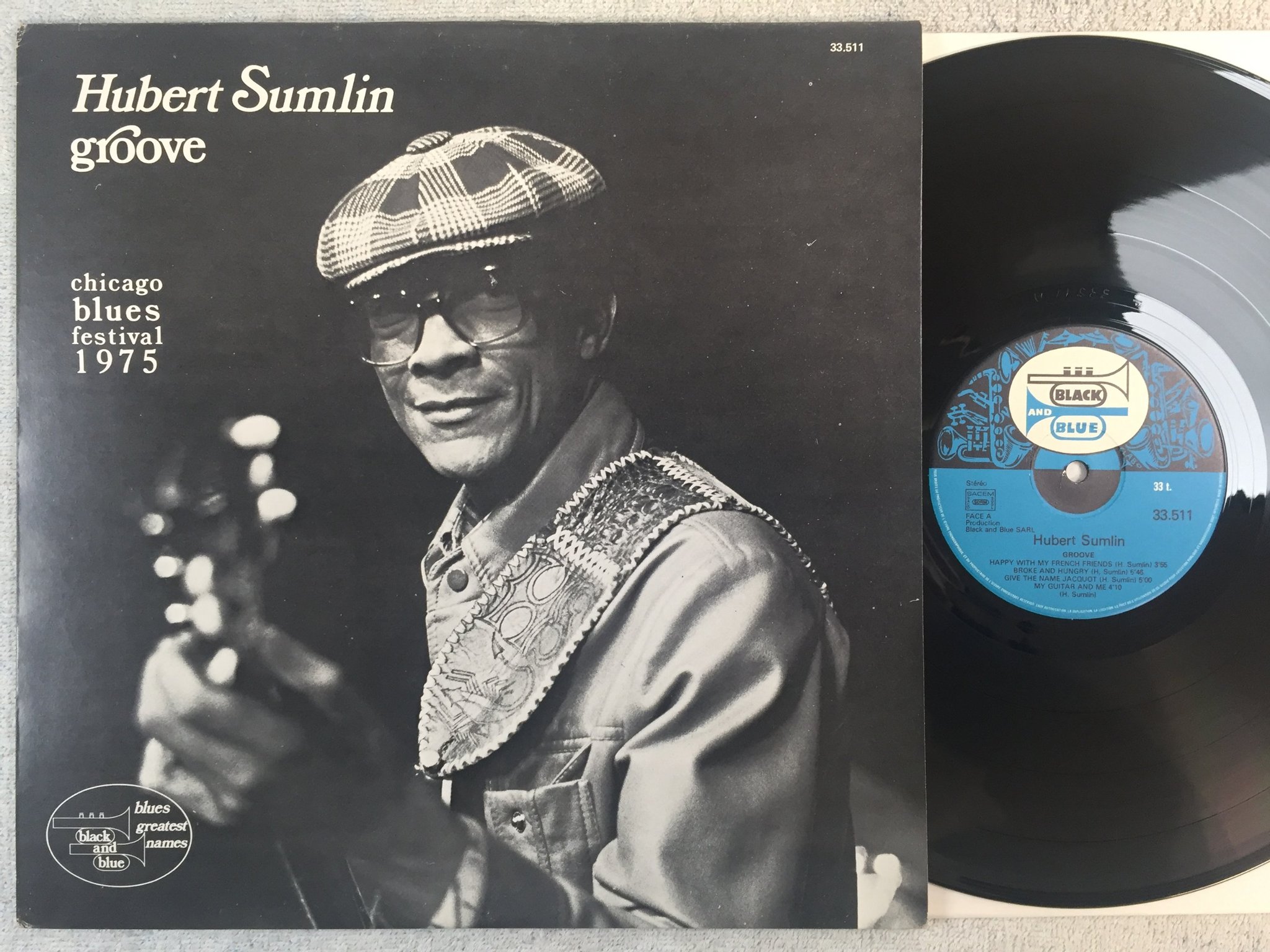 Omslagsbild för skivan HUBERT SUMLIN groove LP -76 Fra BLACK AND BLUE 33.511 blues