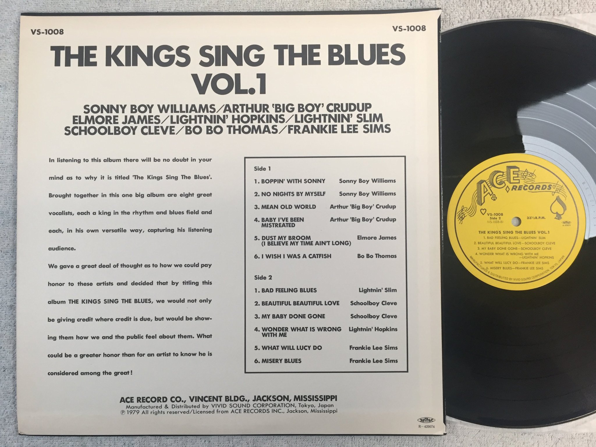 Omslagsbild för skivan V/A the kings sing the blues vol 1 LP -79 Japan VIVID SOUND VS-1011