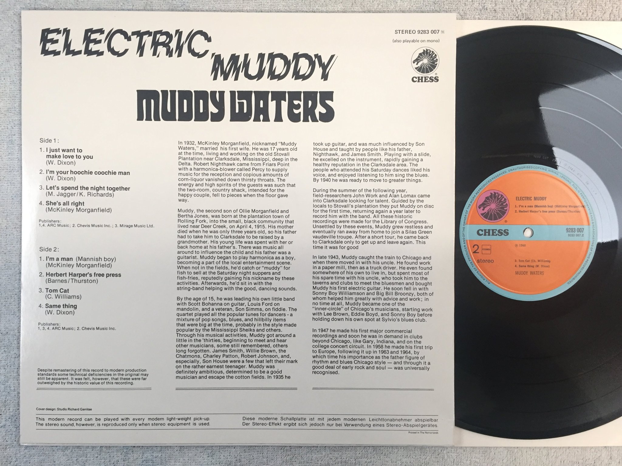 Omslagsbild för skivan MUDDY WATERS electric muddy LP re Hol CHESS 9283 007 Greatness!!!