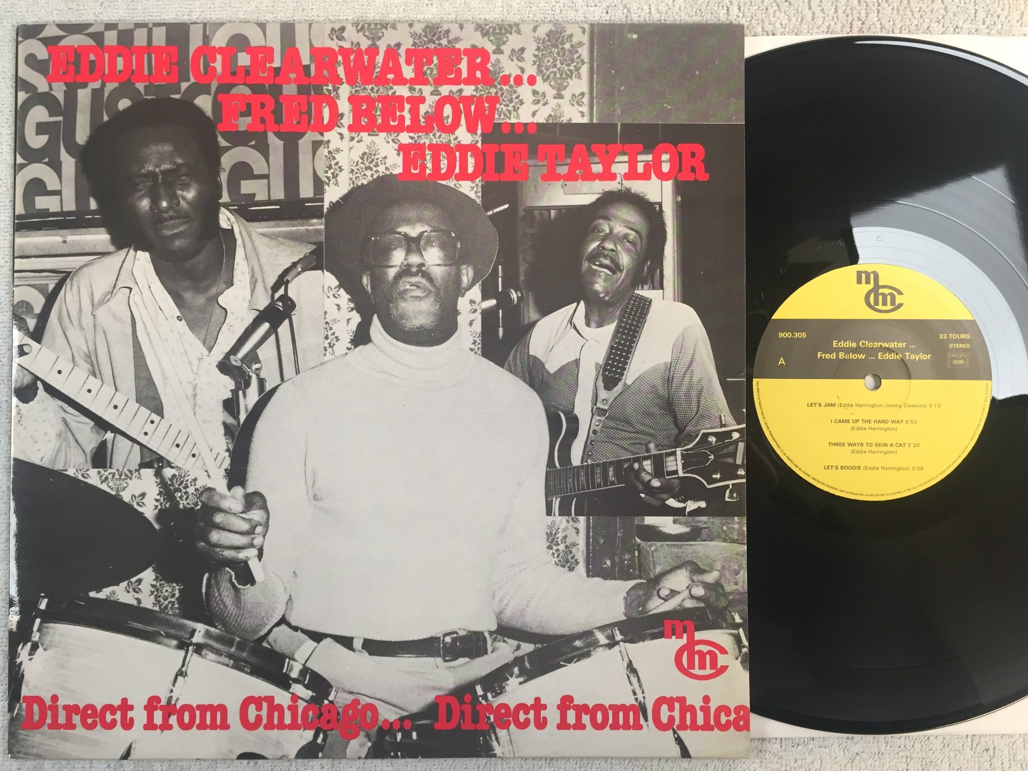Omslagsbild för skivan EDDIE CLEARWATER Fred Below EDDIE TAYLOR  LP -86 Fra MCM 900.305