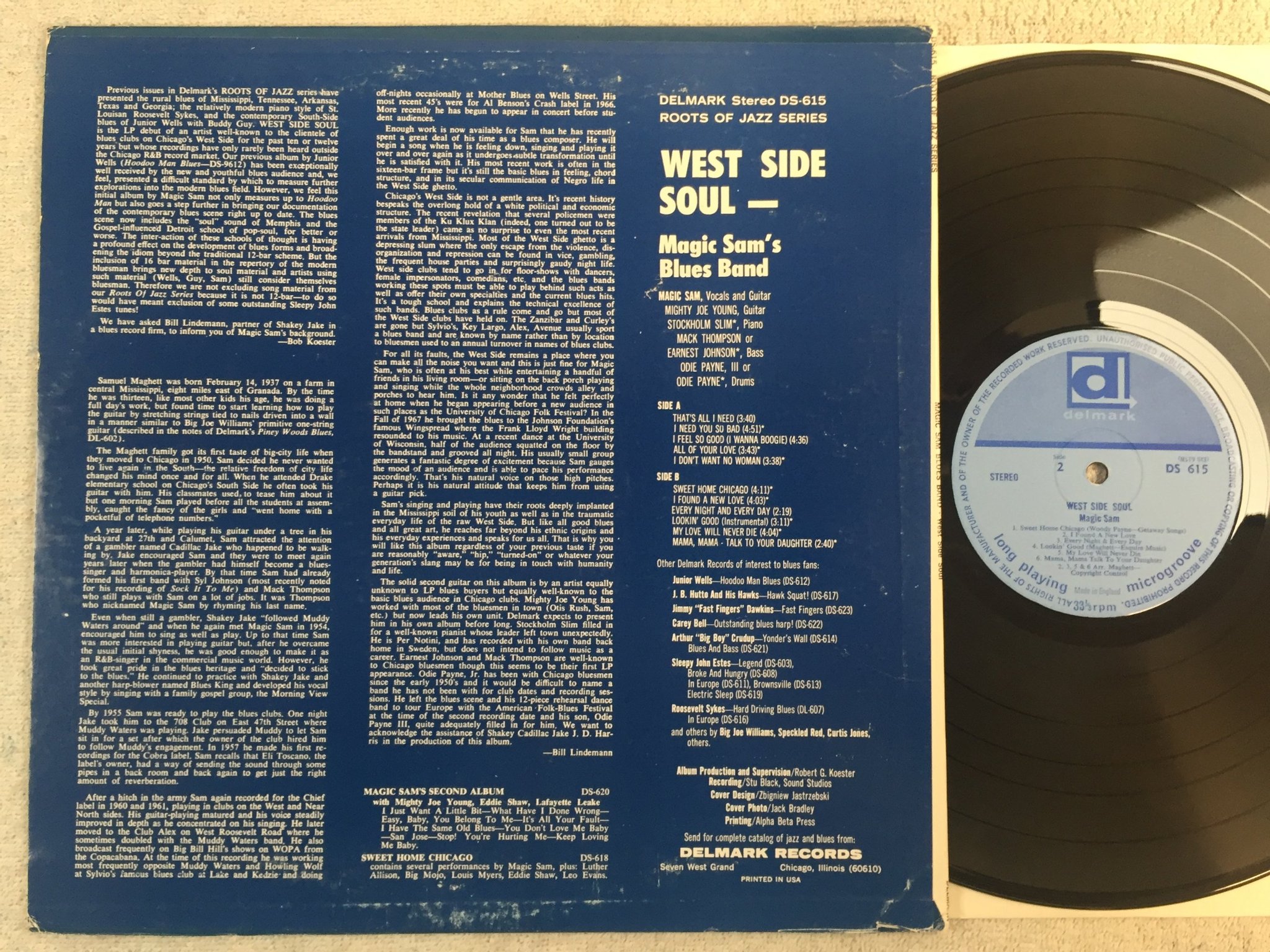 Omslagsbild för skivan MAGIC SLIM west side soul LP -70 UK DELMARK DS 615 rare !