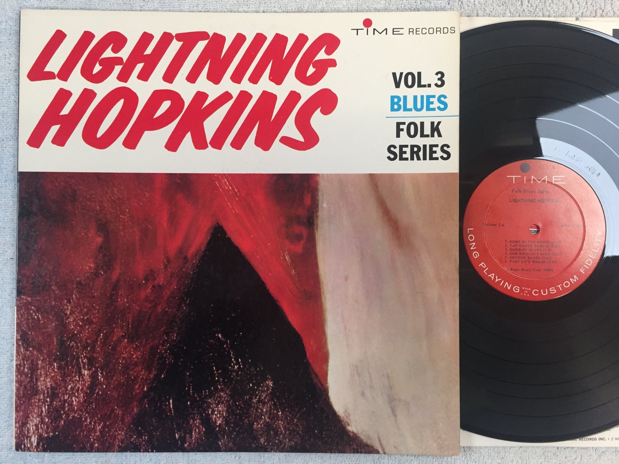 Omslagsbild för skivan LIGHTNING HOPKINS LP -62 US TIME RECORDS VOL. 3 deep grooved labels