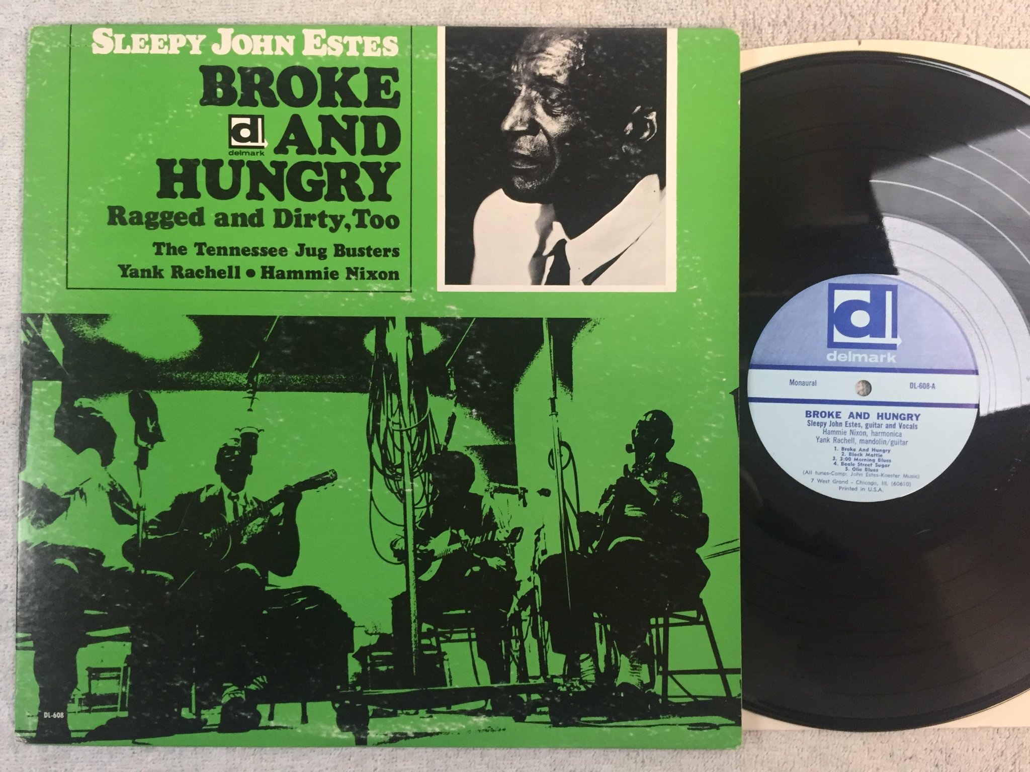 Omslagsbild för skivan SLEEPY JOHN ESTES broke and hungry LP US DELMARK DL-608