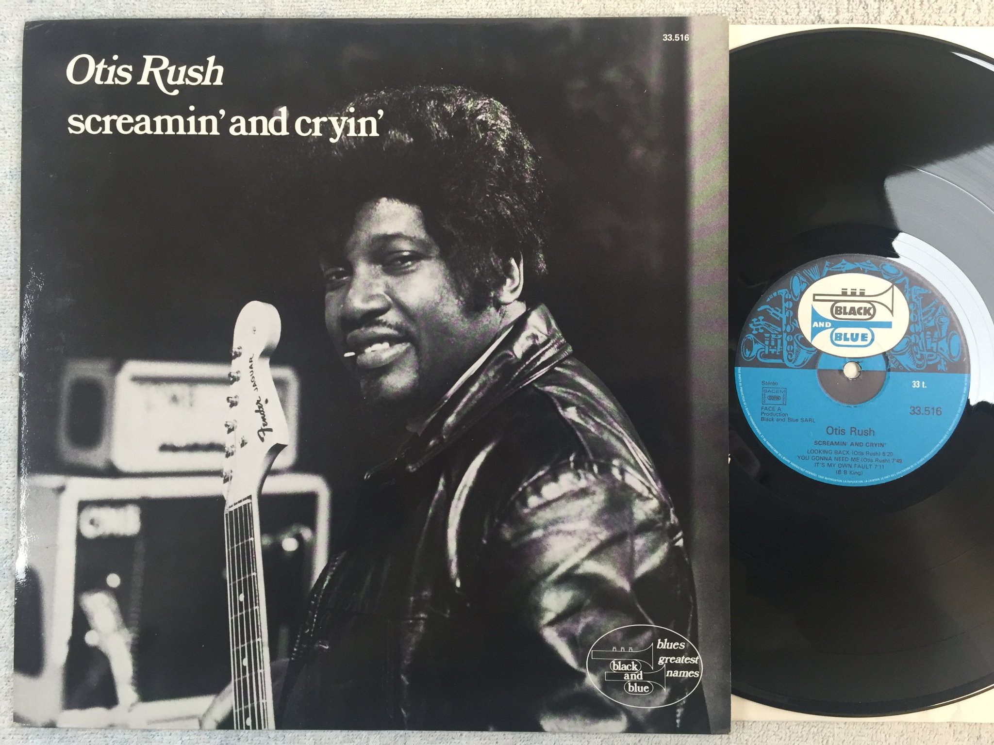 Omslagsbild för skivan OTIS RUSH screamin and cryin LP -77 Fra BLACK AND BLUE 33.516