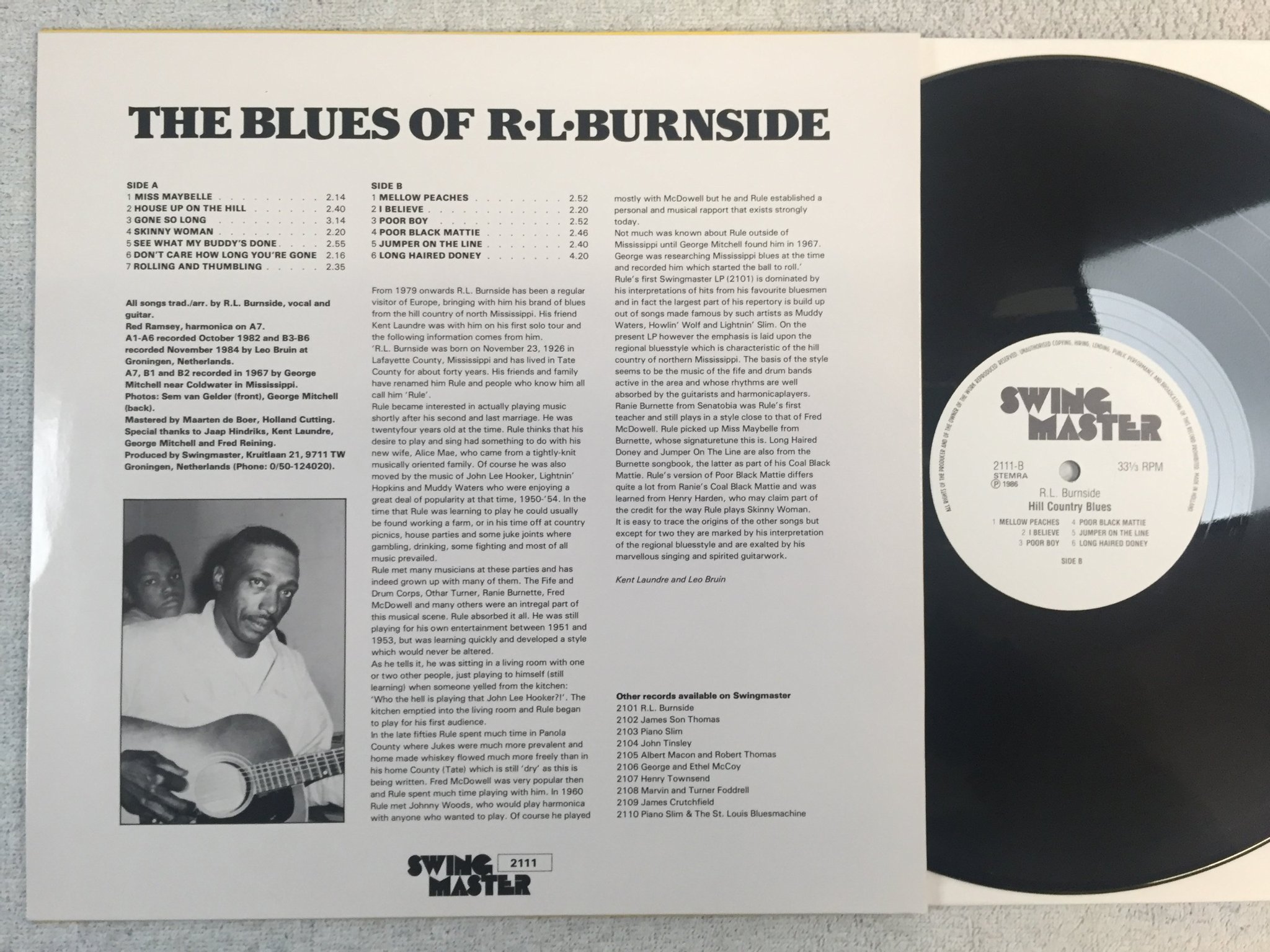 Omslagsbild för skivan R.L. BURNSIDE hill country blues LP -86 Hol SWINGMASTER 2111 MEGA RARE!!