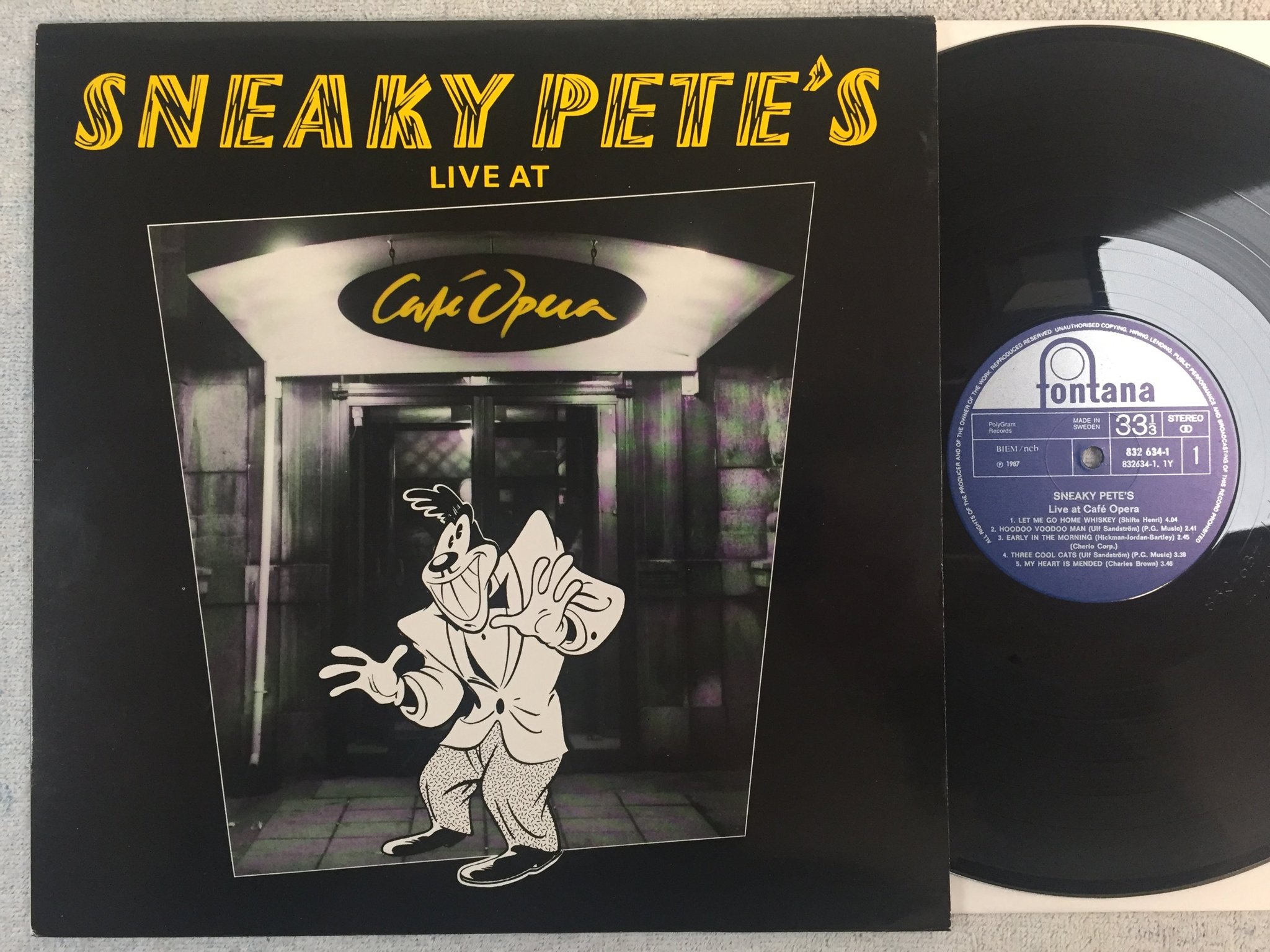 Omslagsbild för skivan SNEAKY PETE'S live at Cafe Opera LP -87 ncb FONTANA 832634-1
