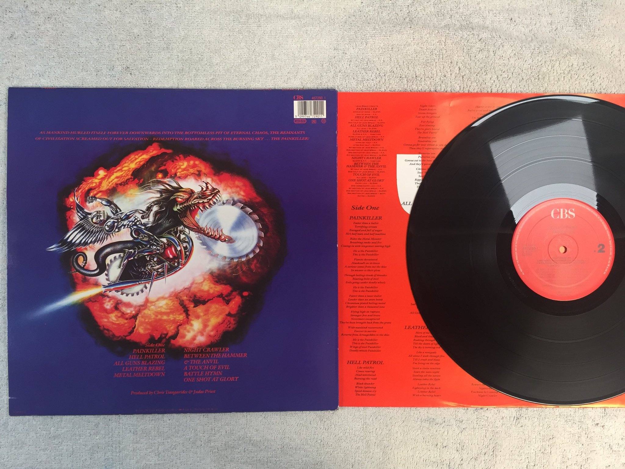 Omslagsbild för skivan JUDAS PRIEST painkiller LP -90 Hol CBS 467290 1