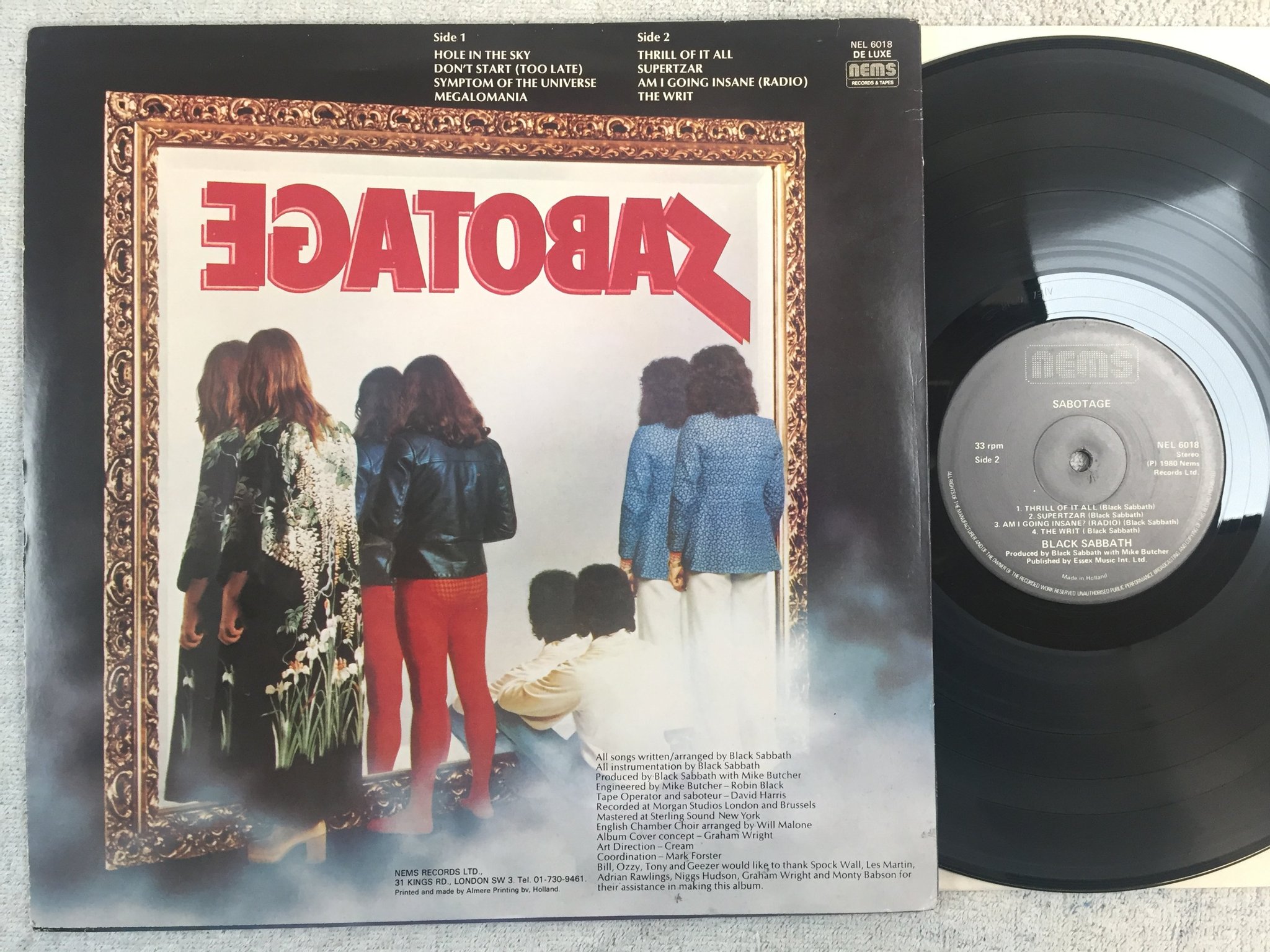 Omslagsbild för skivan BLACK SABBATH sabotage LP -80 Hol NEMS NEL 6018