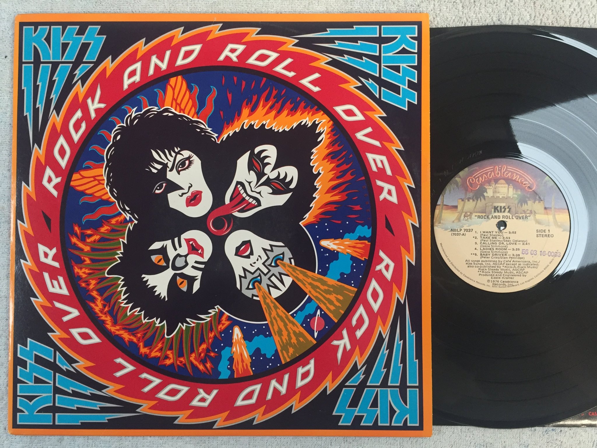 Omslagsbild för skivan KISS rock and roll over LP -76 US CASABLANCA NBLP 7037 
