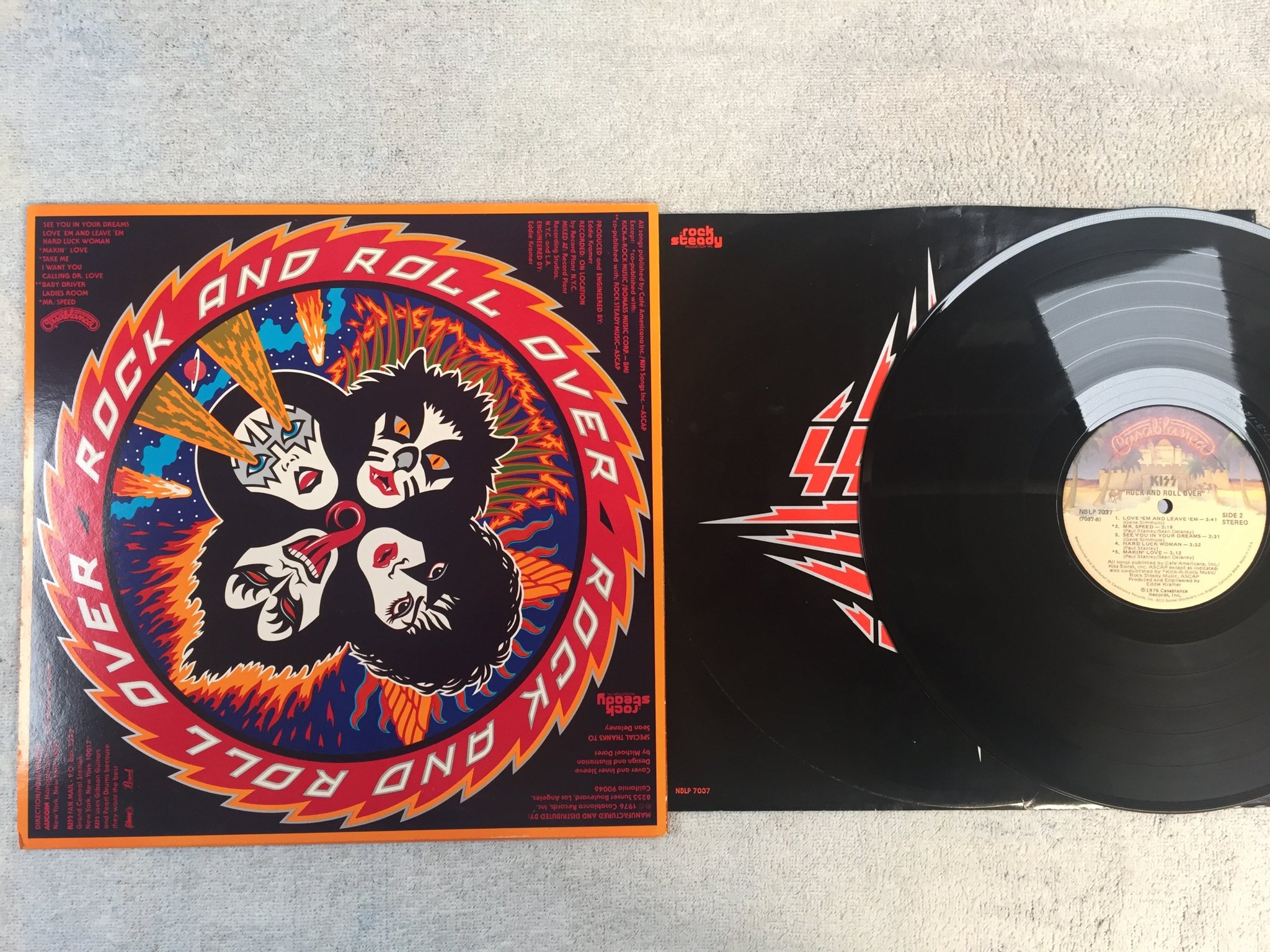 Omslagsbild för skivan KISS rock and roll over LP -76 US CASABLANCA NBLP 7037 
