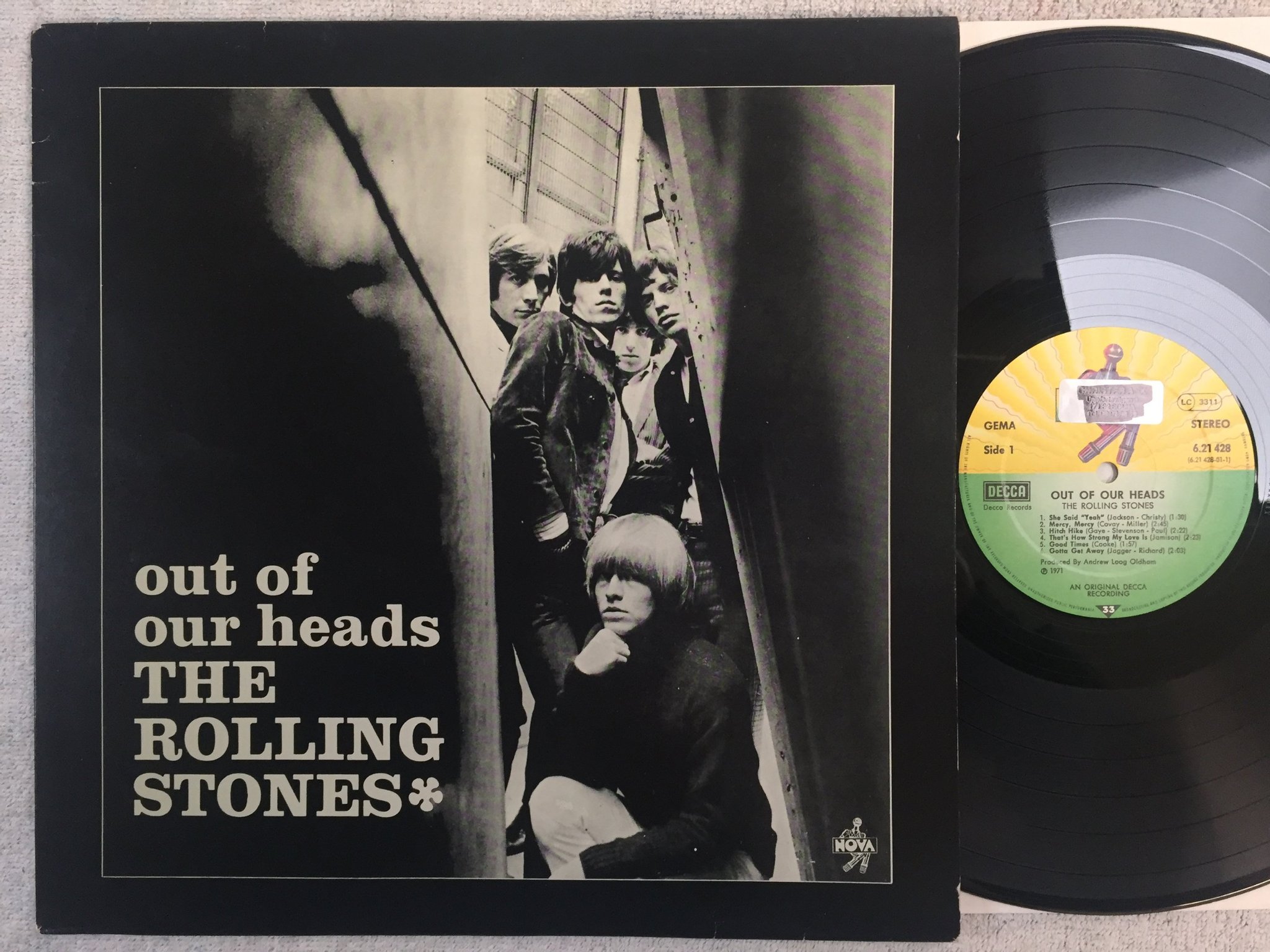 Omslagsbild för skivan THE ROLLING STONES out of our heads LP re Ger NOVA 621428