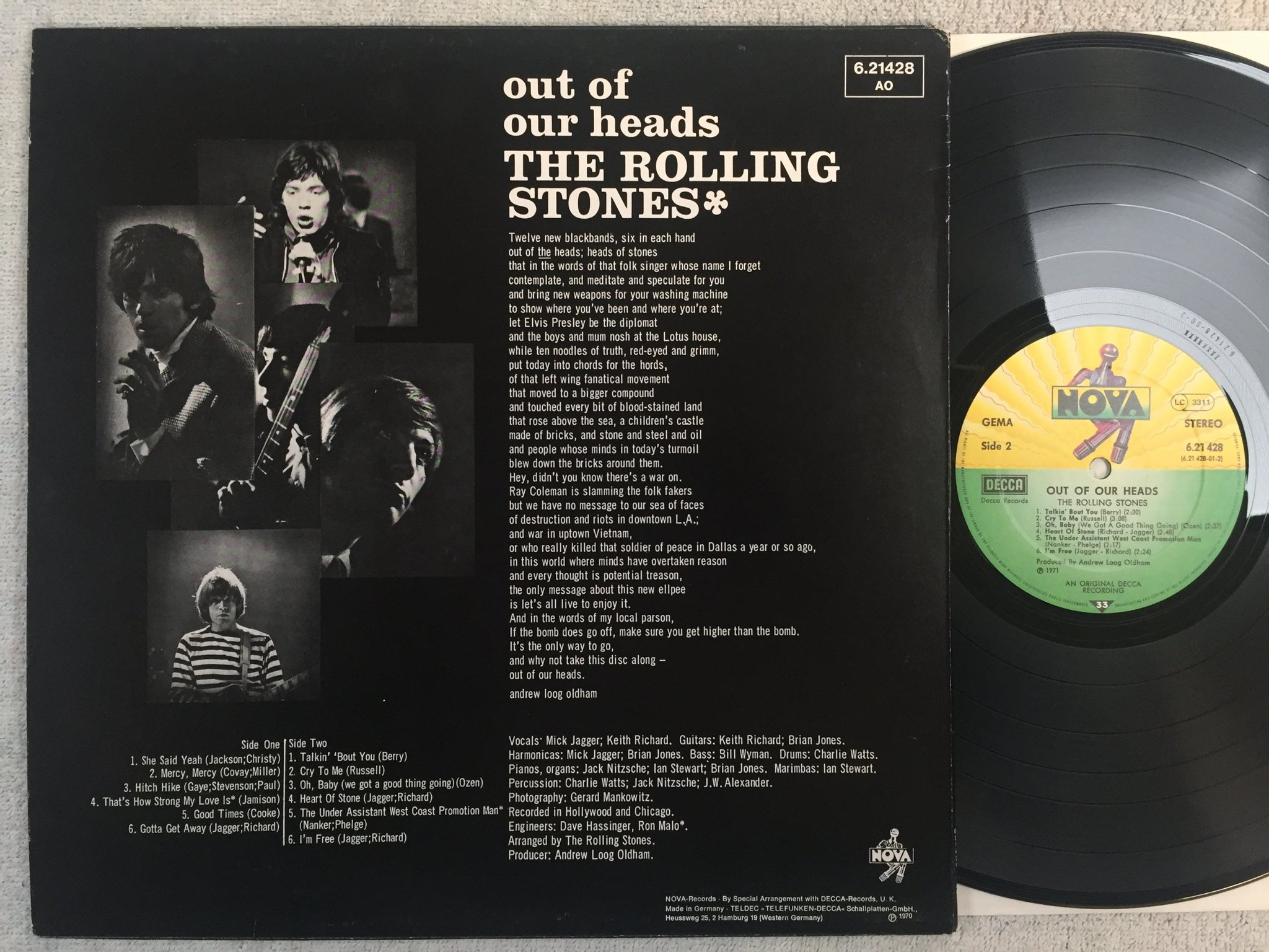 Omslagsbild för skivan THE ROLLING STONES out of our heads LP re Ger NOVA 621428