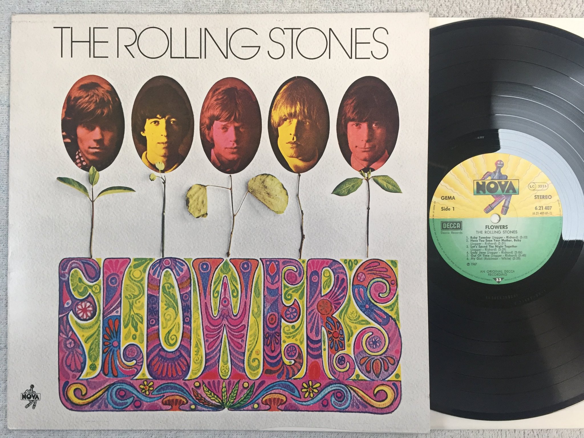 Omslagsbild för skivan THE ROLLING STONES flowers LP re Ger NOVA 621407