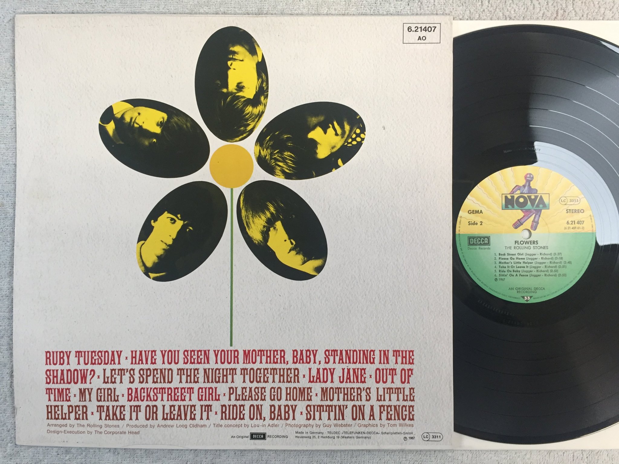 Omslagsbild för skivan THE ROLLING STONES flowers LP re Ger NOVA 621407