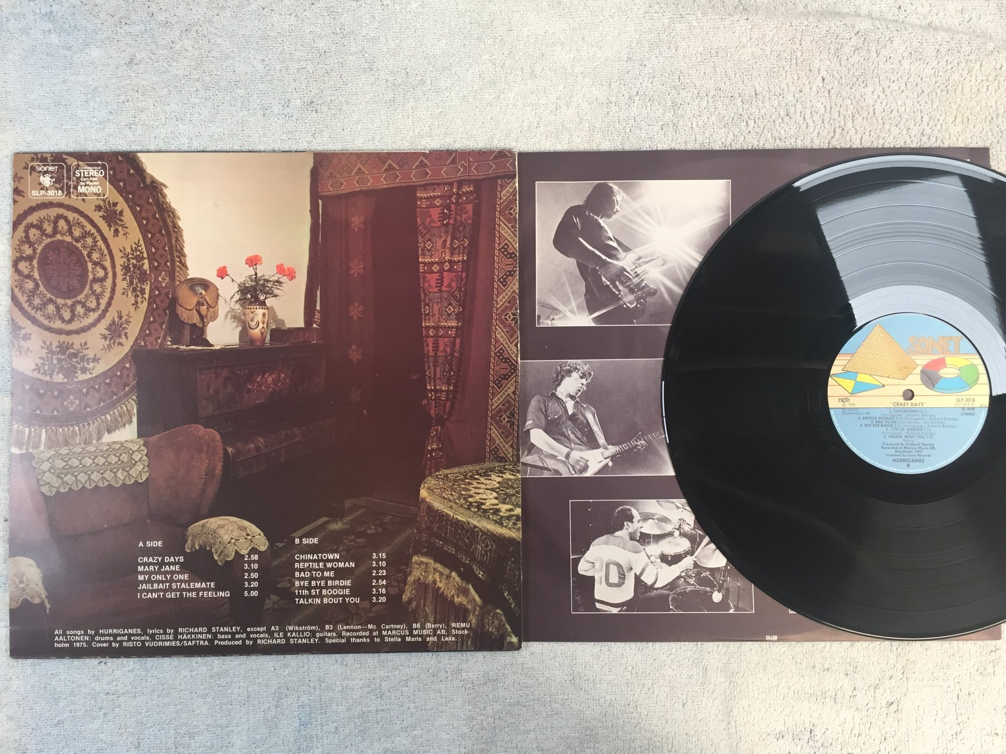 Omslagsbild för skivan HURRIGANES crazy days LP -75 ncb SONET SLP 3018