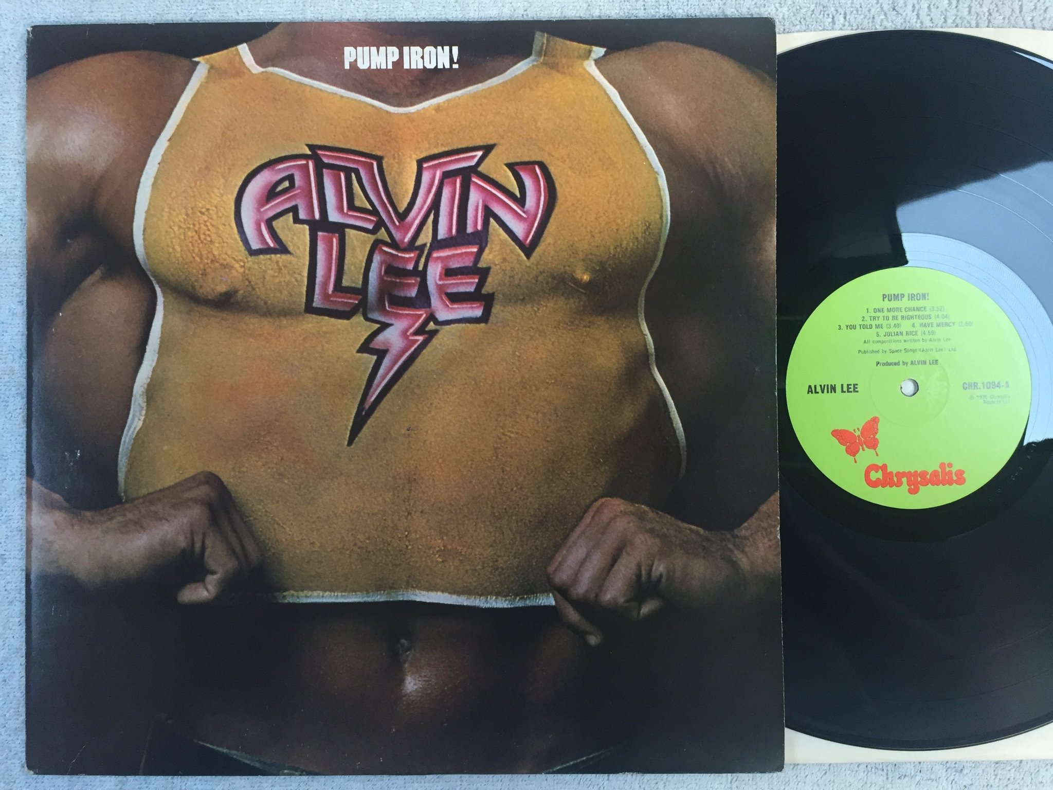 Omslagsbild för skivan ALVIN LEE pump iron! LP -75 UK CHRYSALIS CHR 1094