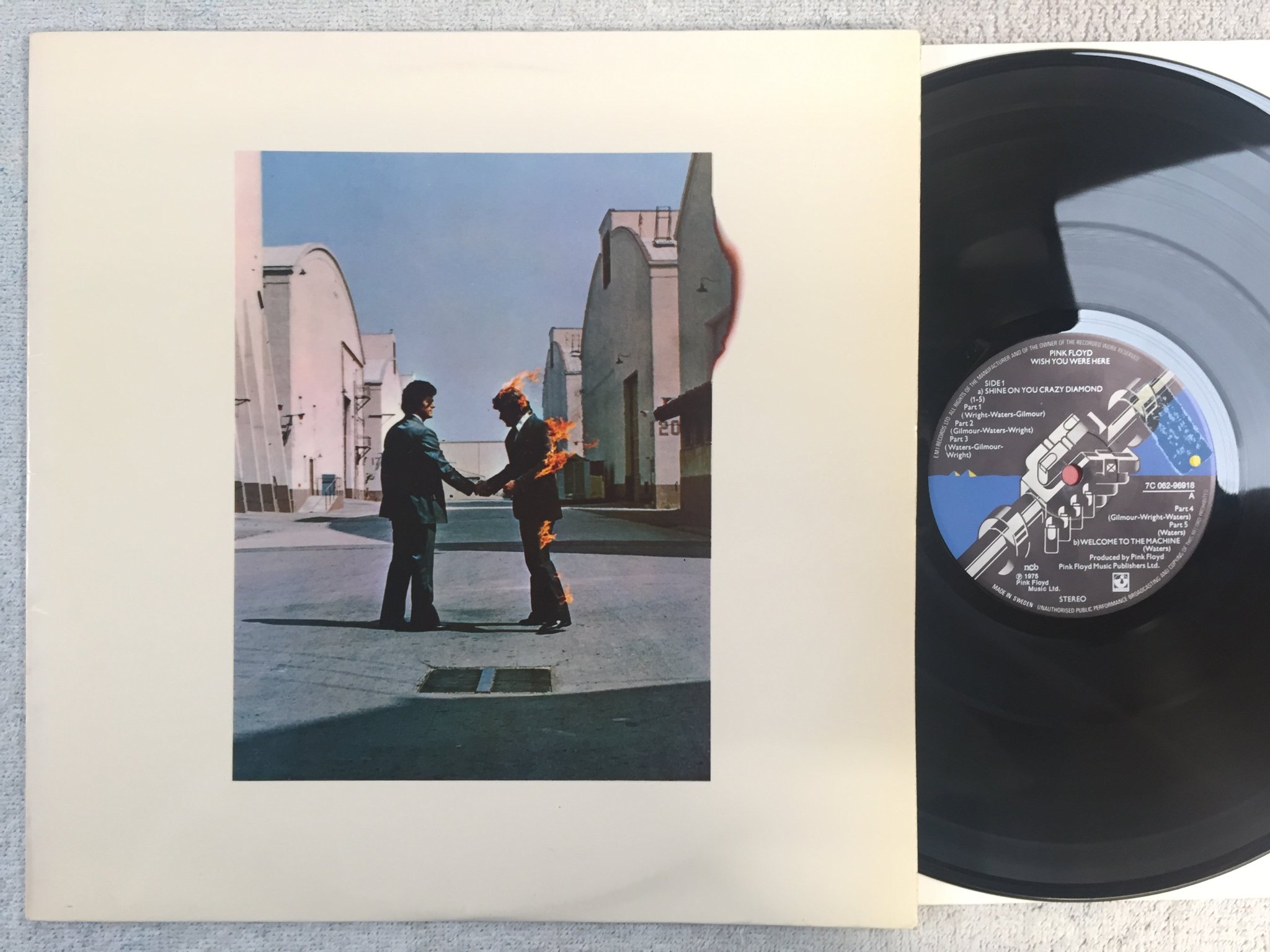 Omslagsbild för skivan PINK FLOYD wish you were here LP -75 ncb HARVEST 7C 062-96918