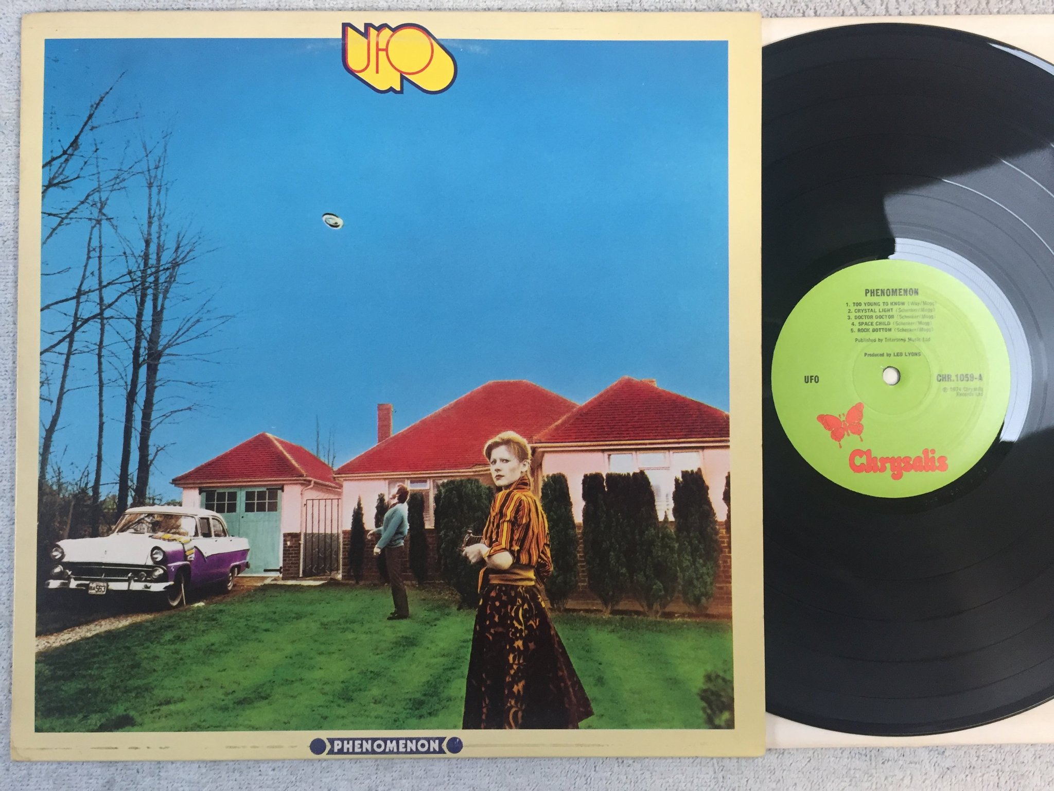 Omslagsbild för skivan UFO phenomenon LP -74 UK CHRYSALIS CHR 1059