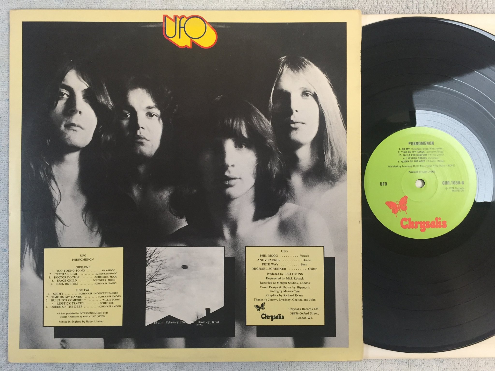Omslagsbild för skivan UFO phenomenon LP -74 UK CHRYSALIS CHR 1059