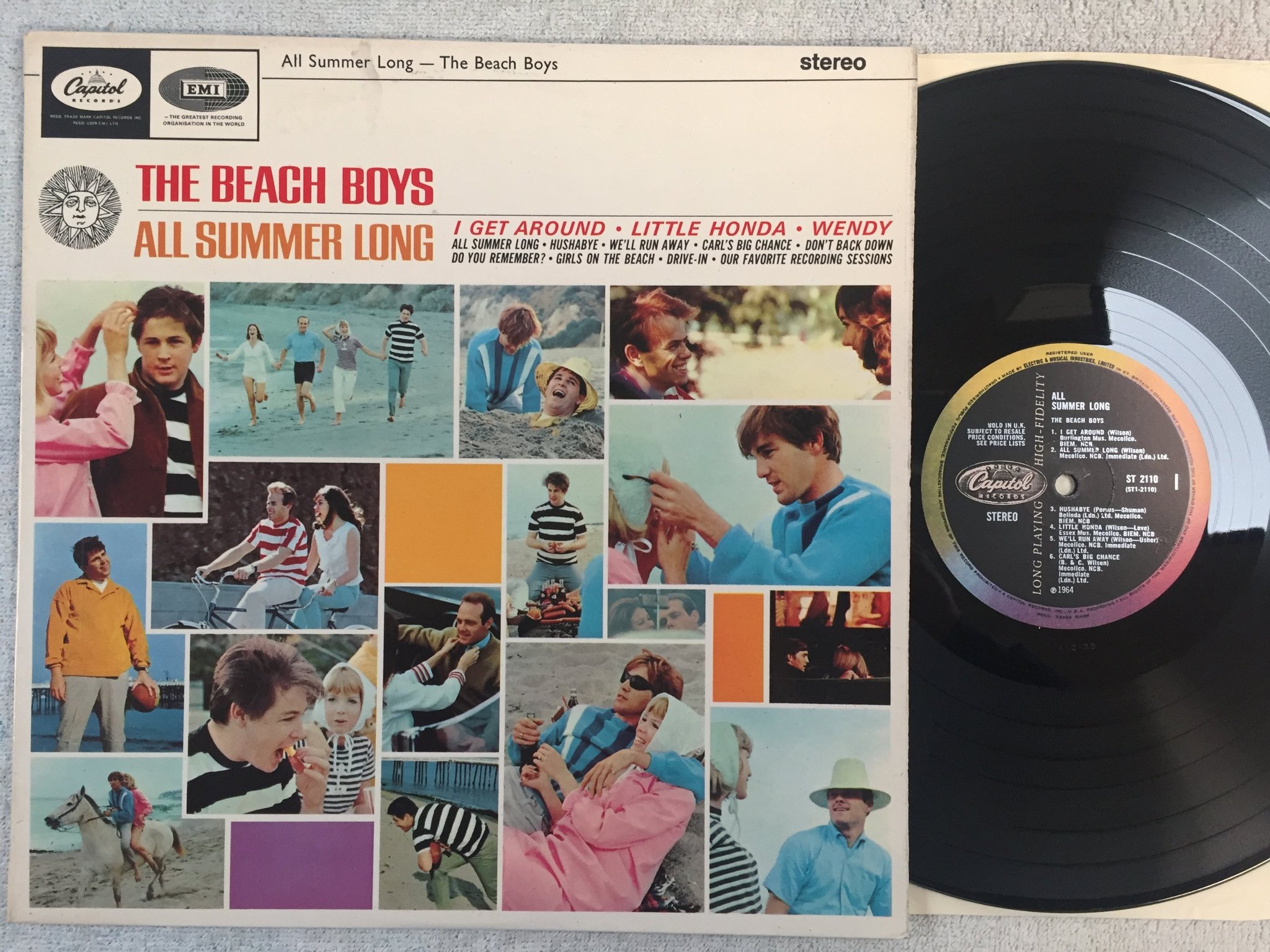 Omslagsbild för skivan THE BEACH BOYS all summer long LP -64 UK CAPITOL ST 2110