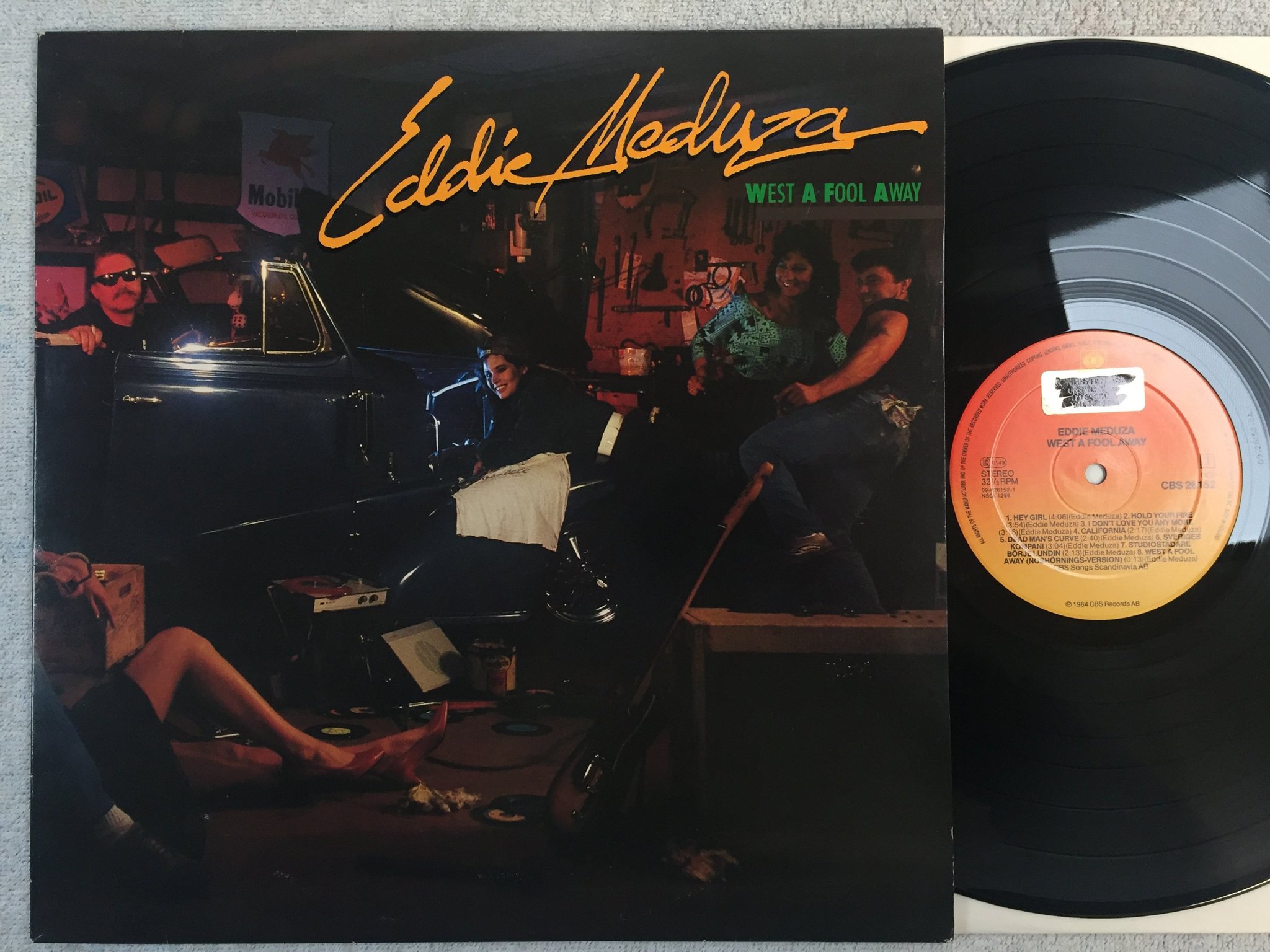 Omslagsbild för skivan EDDIE MEDUZA west a fool away LP -84 ncb CBS 26152 ocencurerade utgåvan RARE!