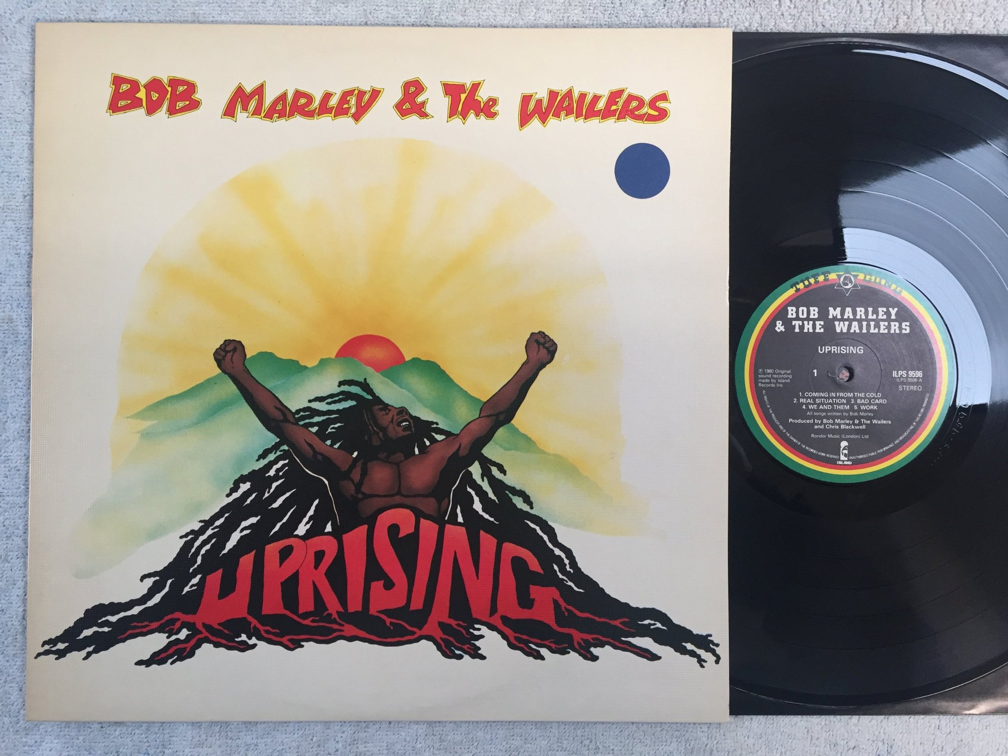 Omslagsbild för skivan ?BOB MARLEY & THE WAILERS uprising LP -80 Swe TUFF GONG ILPS 9596