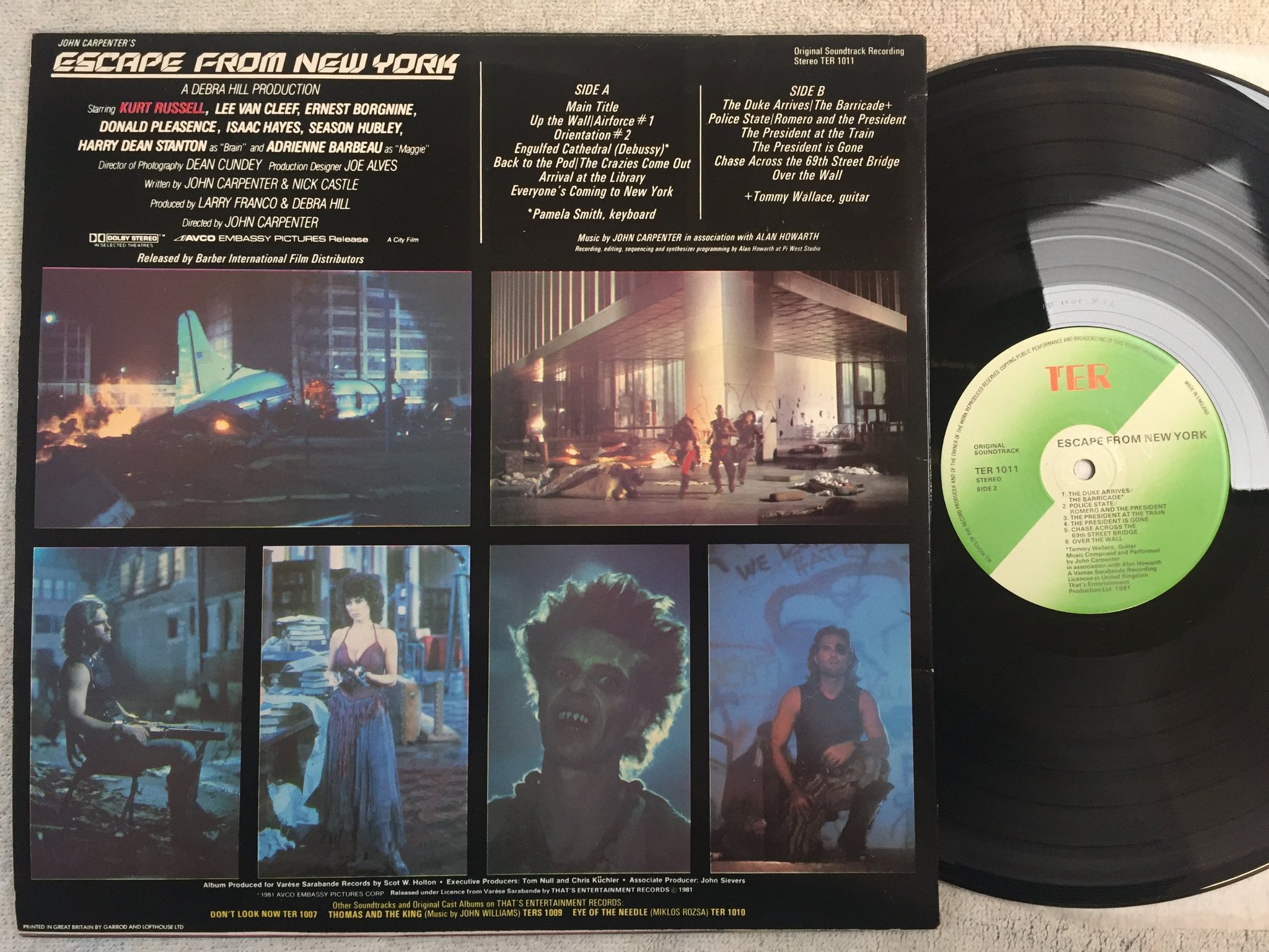 Omslagsbild för skivan ESCAPE FROM NEW YORK LP -81 UK TER 1011 soundtrack