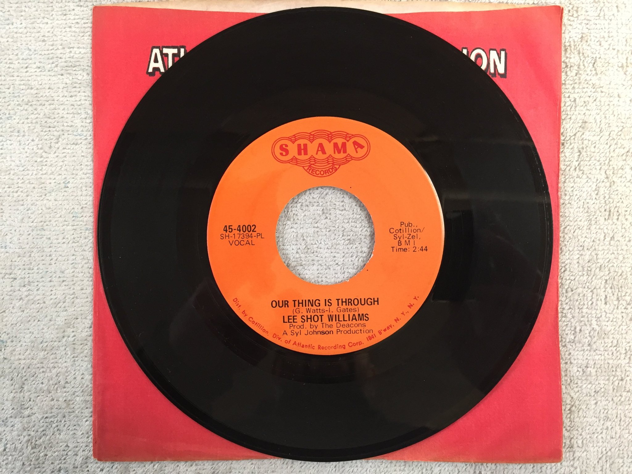 Omslagsbild för skivan LEE SHOT WILLIAMS Get Some Order 7"single -69 US SHAMA 45-4002 rare funky soul