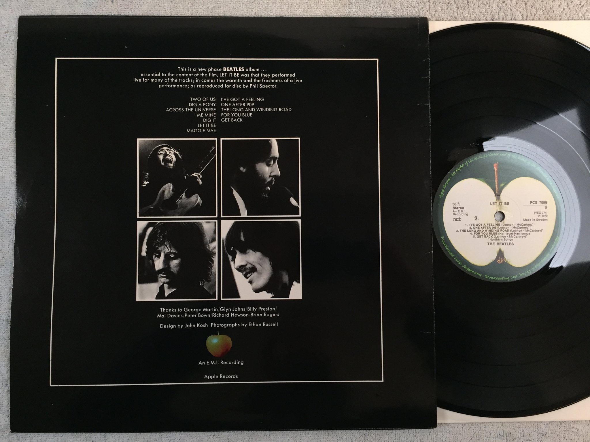 Omslagsbild för skivan THE BEATLES let it be LP re NCB APPLE PCS 7096