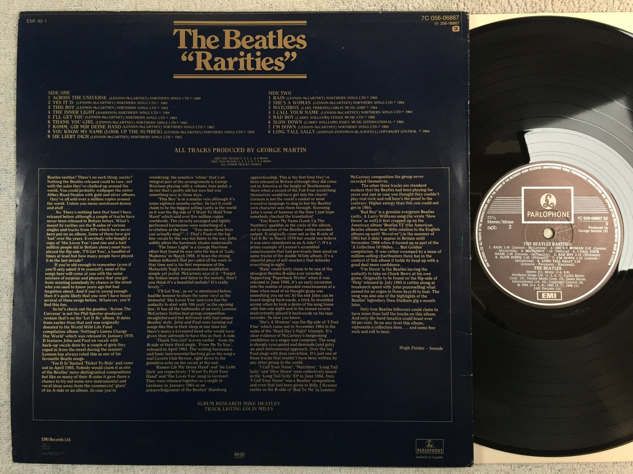 Omslagsbild för skivan THE BEATLES rarities LP re NCB PARLOPHONE 7C 056-06867 M