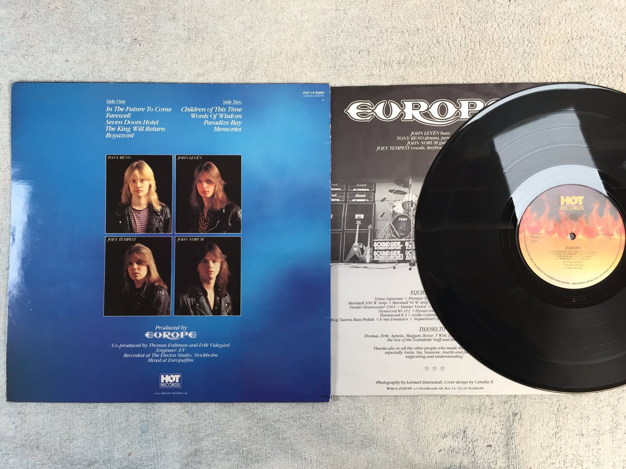 Omslagsbild för skivan EUROPE s/t LP -83 Swe HOT RECORDS HOTLP 83001