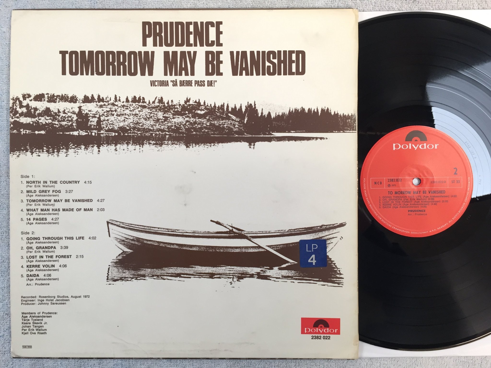 Omslagsbild för skivan PRUDENCE tomorrow may be vanished LP -72 Norway POLYDOR 2382 022 rare folk  