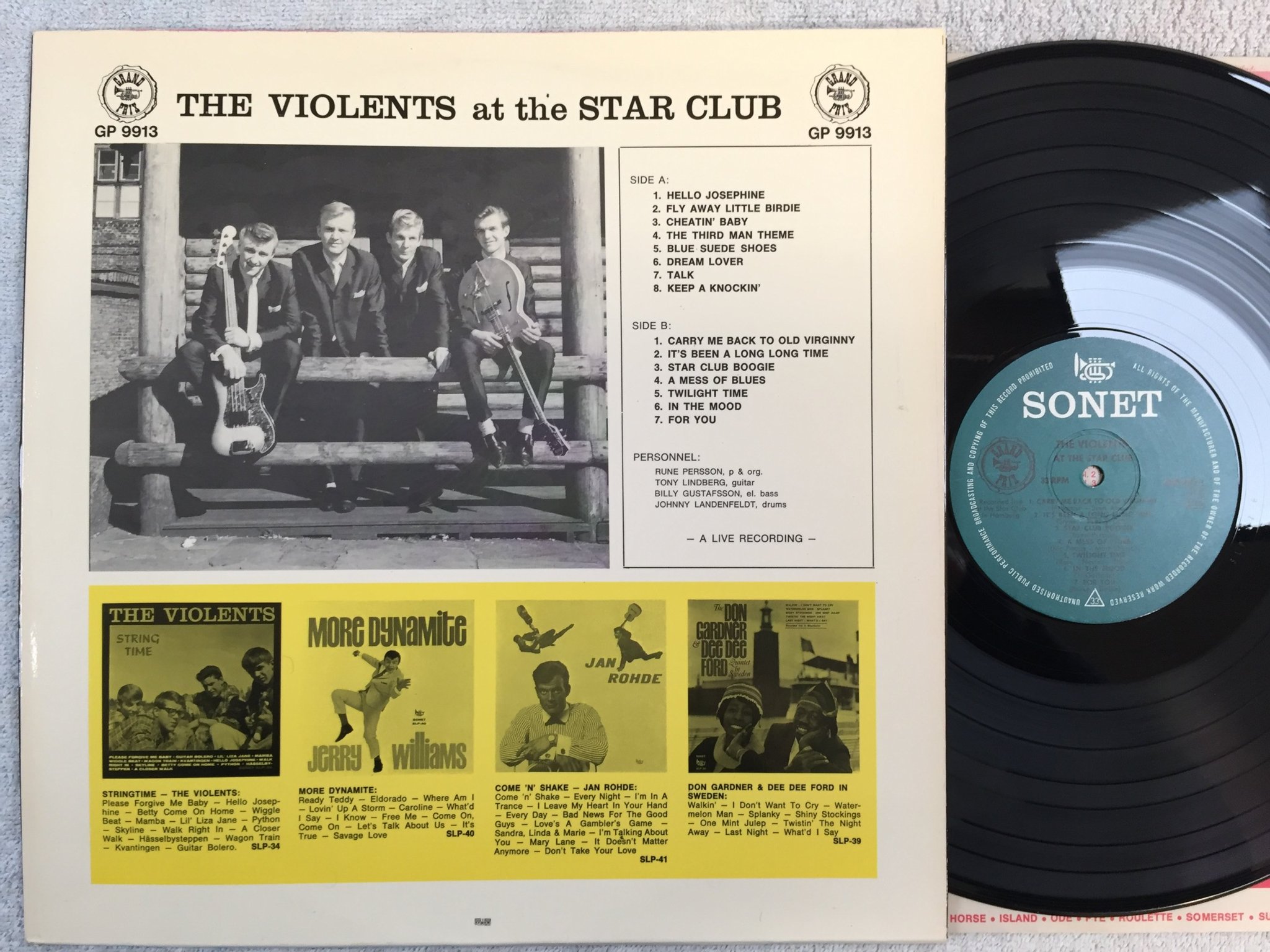 Omslagsbild för skivan THE VIOLENTS at the star club LP Swe SONET / GRAND PRIX GP-9913 