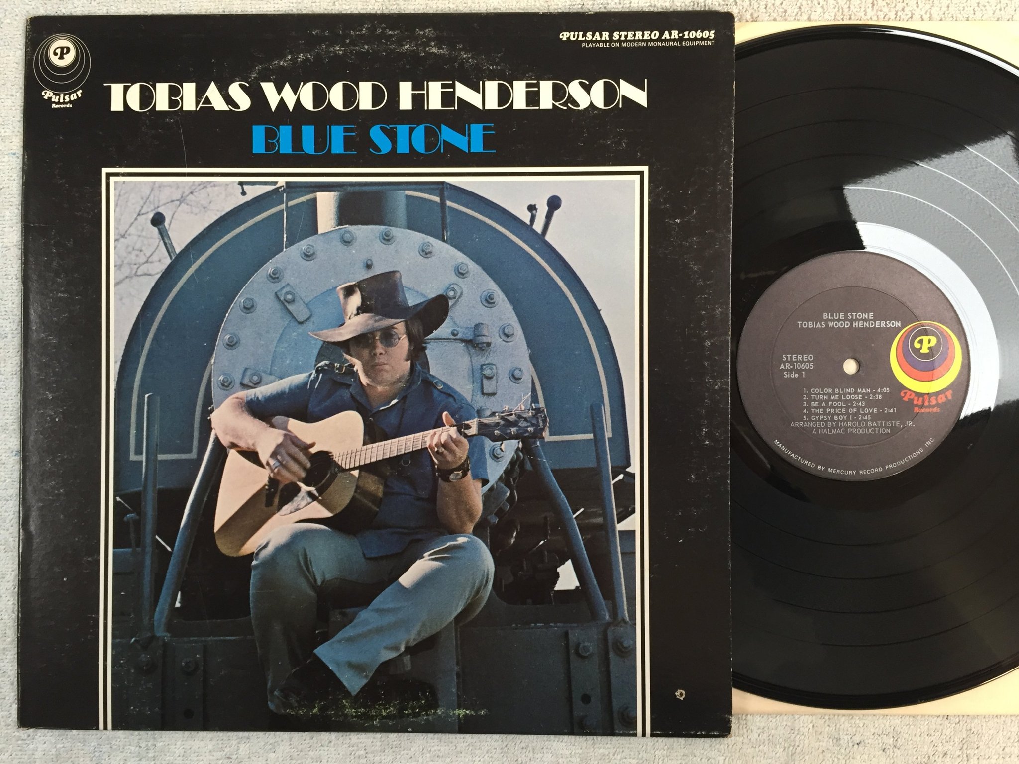 Omslagsbild för skivan TOBIAS WOOD HENDERSON blue stone LP -68 PULSAR AR 10605 country rock 