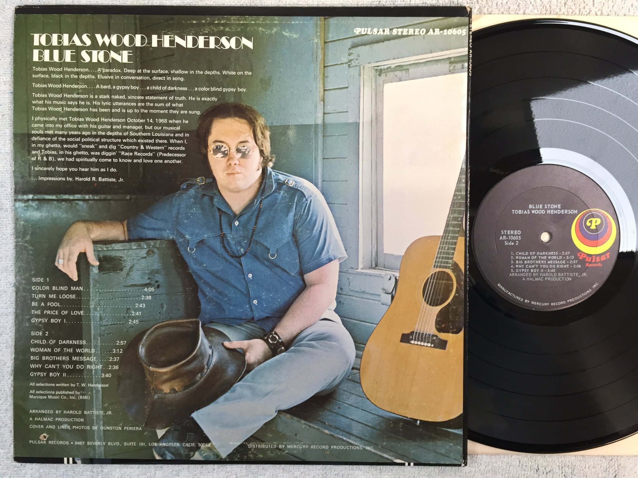 Omslagsbild för skivan TOBIAS WOOD HENDERSON blue stone LP -68 PULSAR AR 10605 country rock 