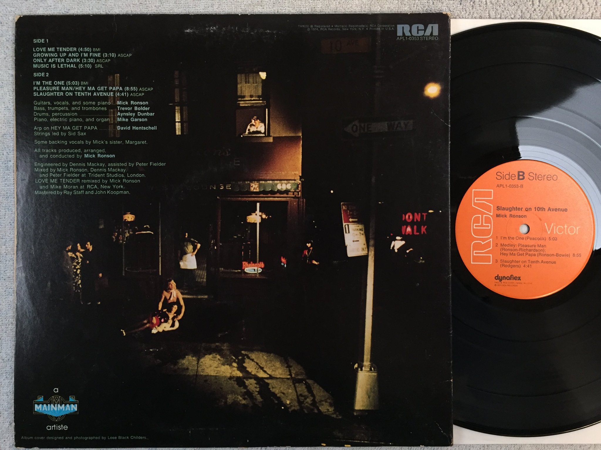 Omslagsbild för skivan MICK RONSON slaughter on 10th avenue LP -74 US RCA APL1-0353