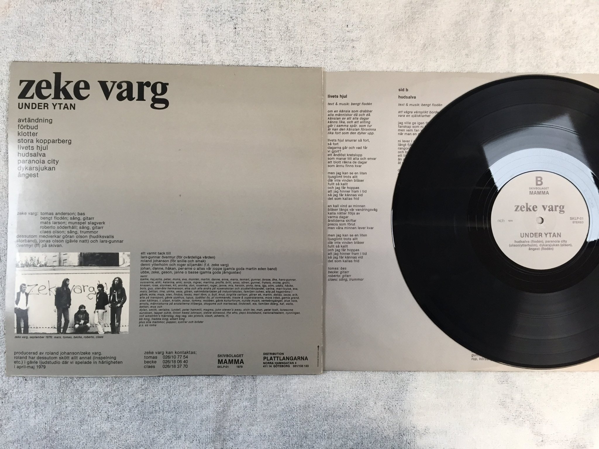 Omslagsbild för skivan ZEKE VARG under ytan LP -79 Swe SKIVBOLAGET MAMMA SKLP-01