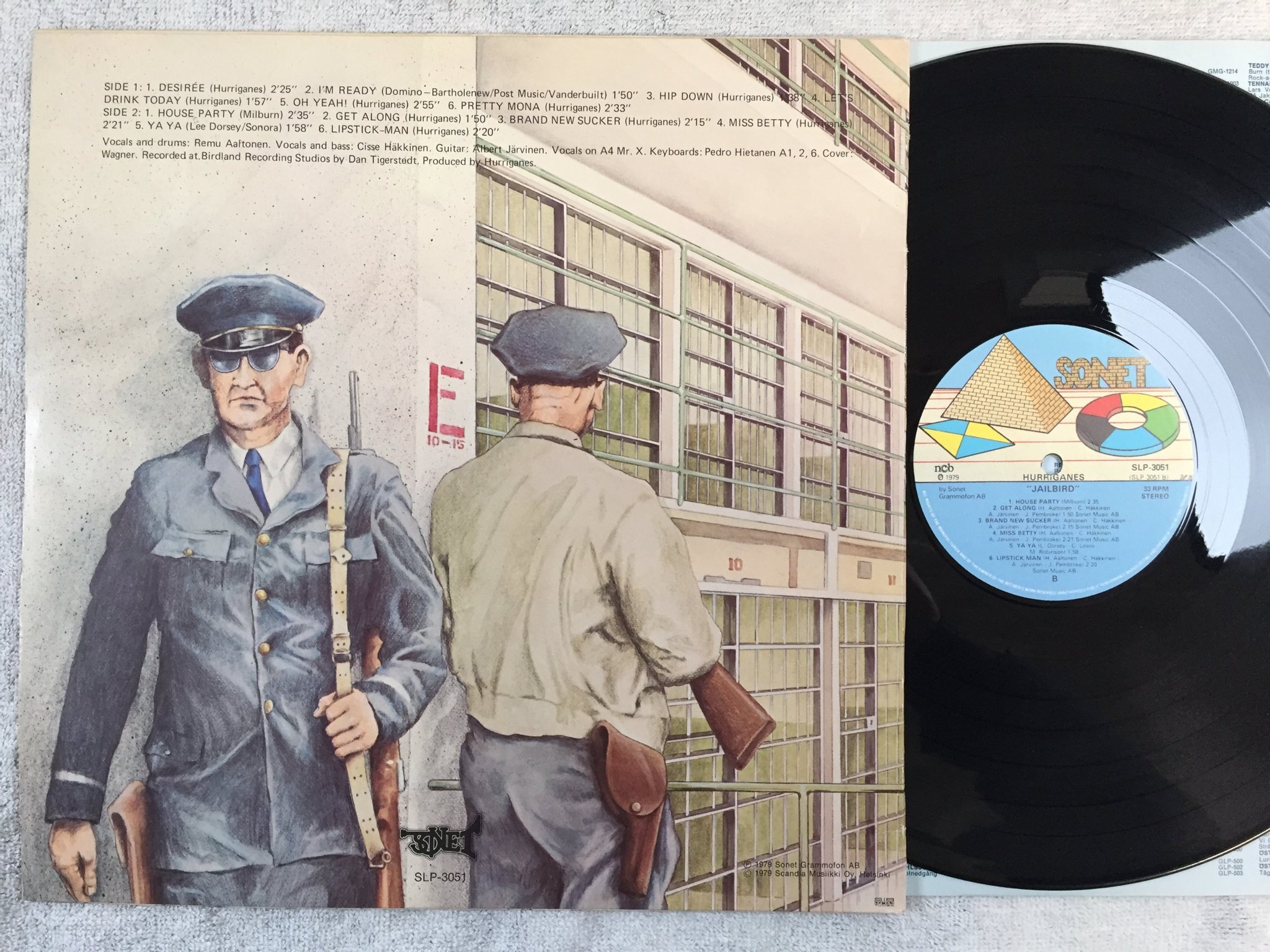 Omslagsbild för skivan HURRIGANES jailbirds LP -79 Swe SONET SLP 3051