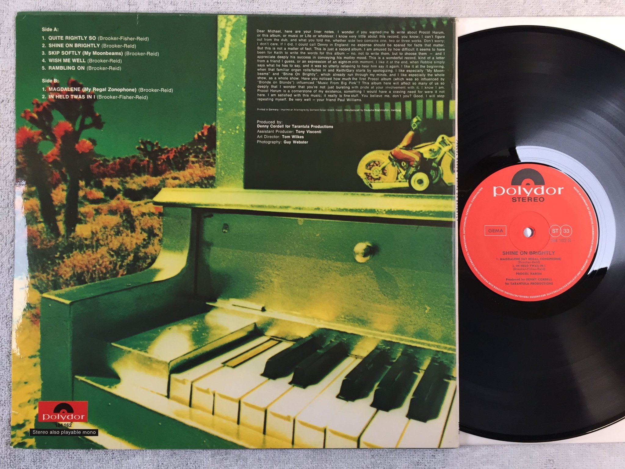 Omslagsbild för skivan PROCOL HARUM shine on brightly LP Ger POLYDOR 184162