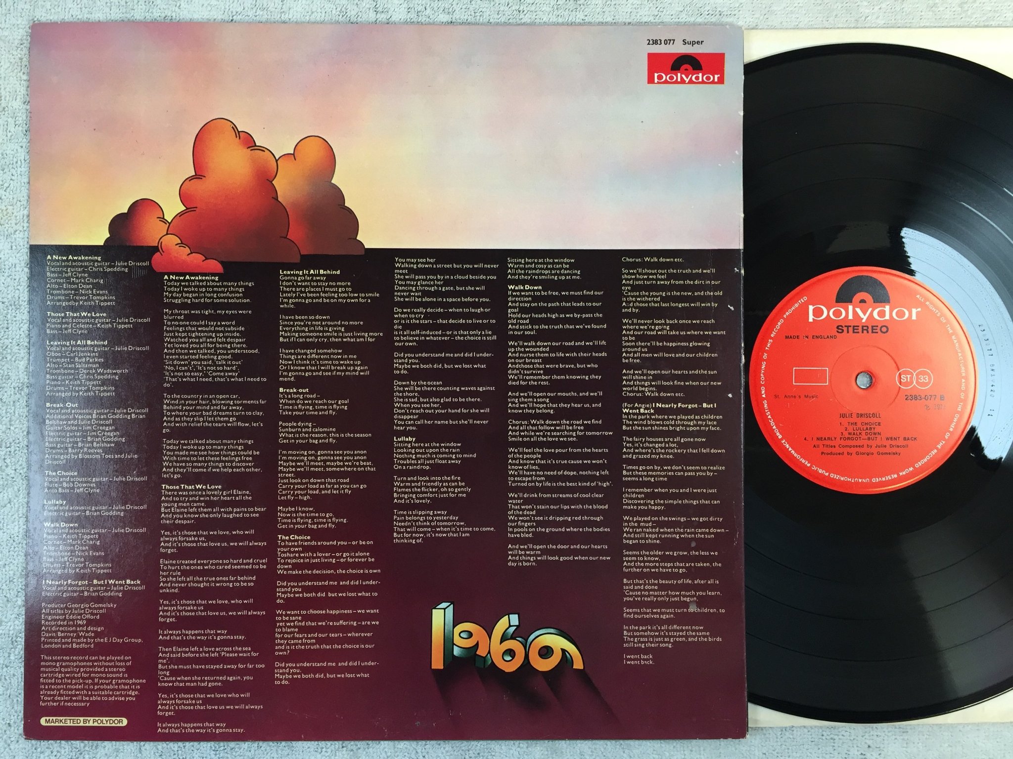 Omslagsbild för skivan JULIE DRISCOLL s/t LP -71 UK POLYDOR 2383-077 rare!