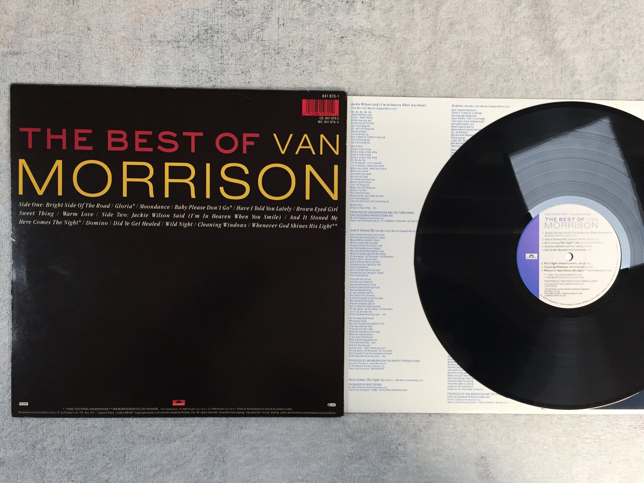 Omslagsbild för skivan VAN MORRISON the best of LP -90 UK POLYDOR 841 970-1