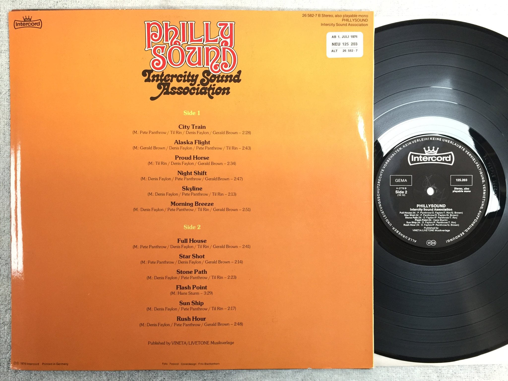 Omslagsbild för skivan INTERCITY SOUND ASSOCIATION phillysound LP -76 Ger INTERCORD 26 582-7 soul