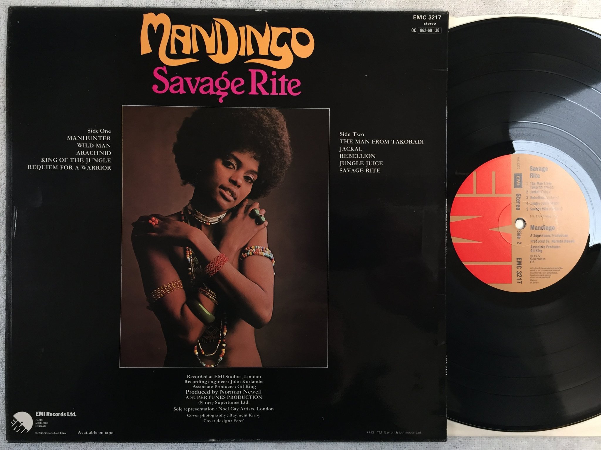 Omslagsbild för skivan MANDINGO savage rite LP -77 UK EMI EMC 3217  rare soul