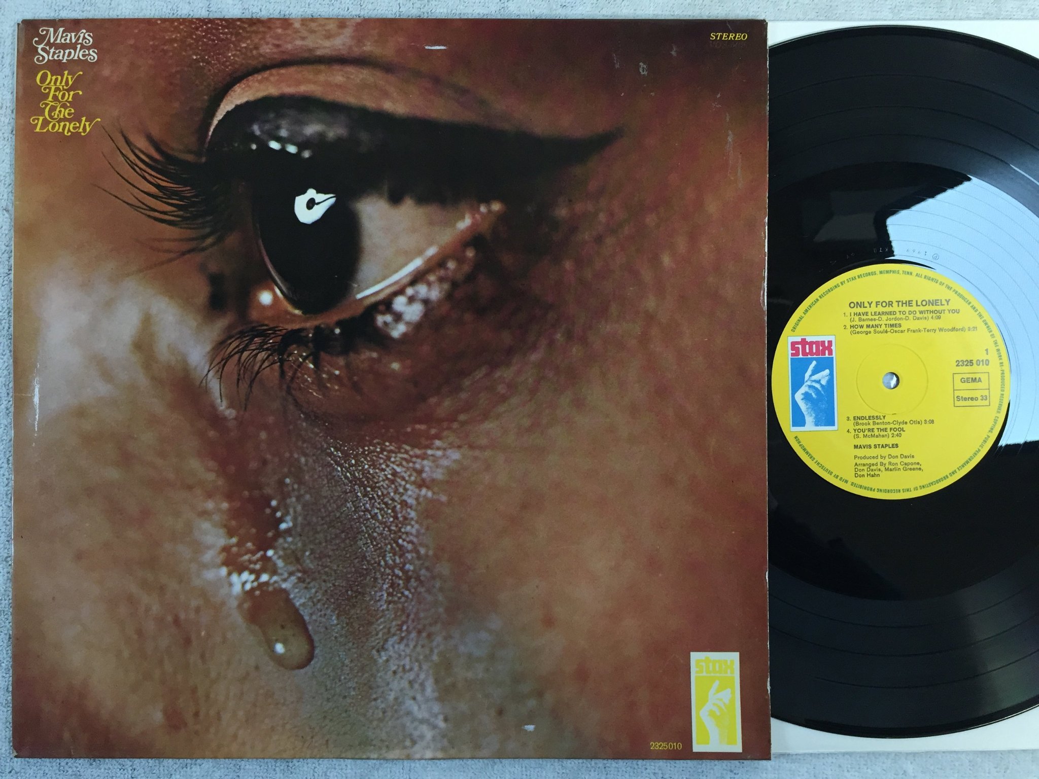 Omslagsbild för skivan MAVIS STAPLES only for the lonely LP Ger STAX 2325 010 